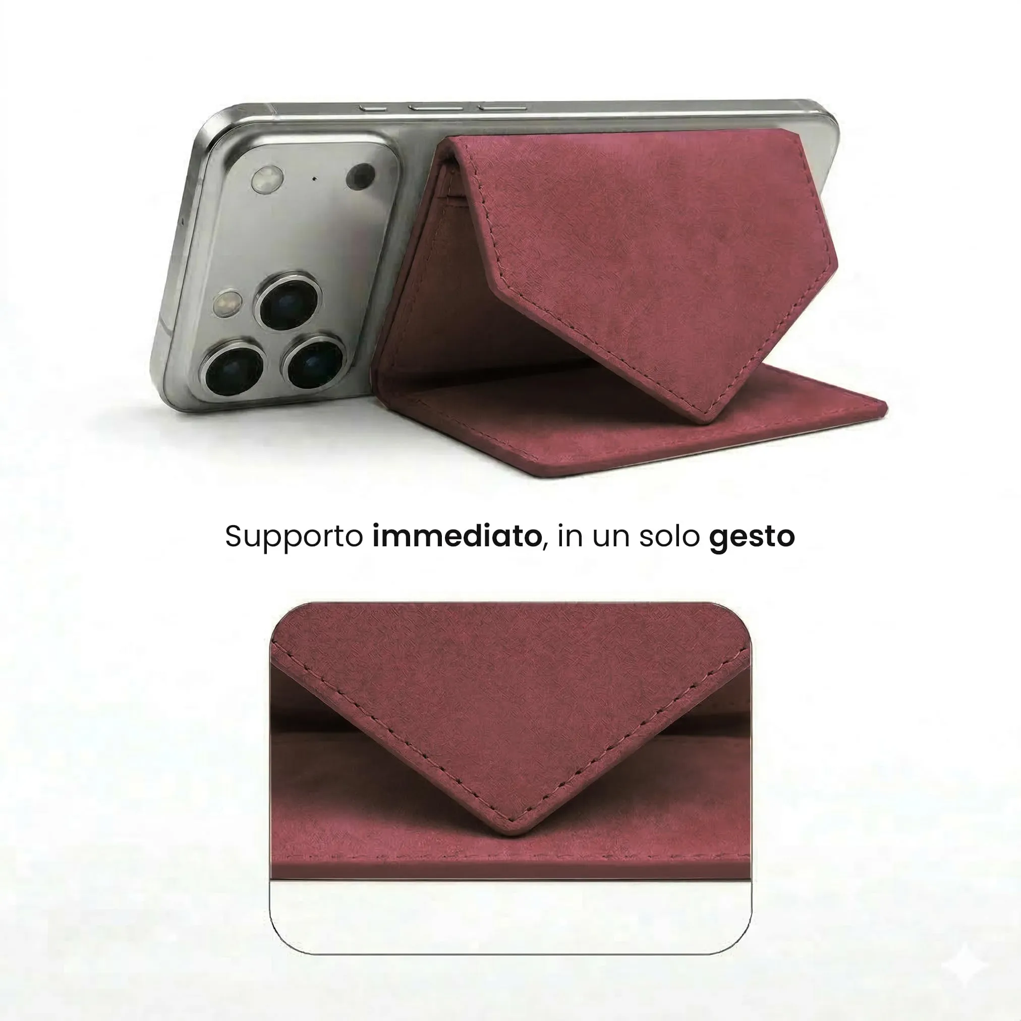 TECHMADE Portafoglio MagSafe con Adattatore Magnetico, Tripla Tasca per 6 Carte e Banconote, Blocco RFID, Rosso - immagine 9