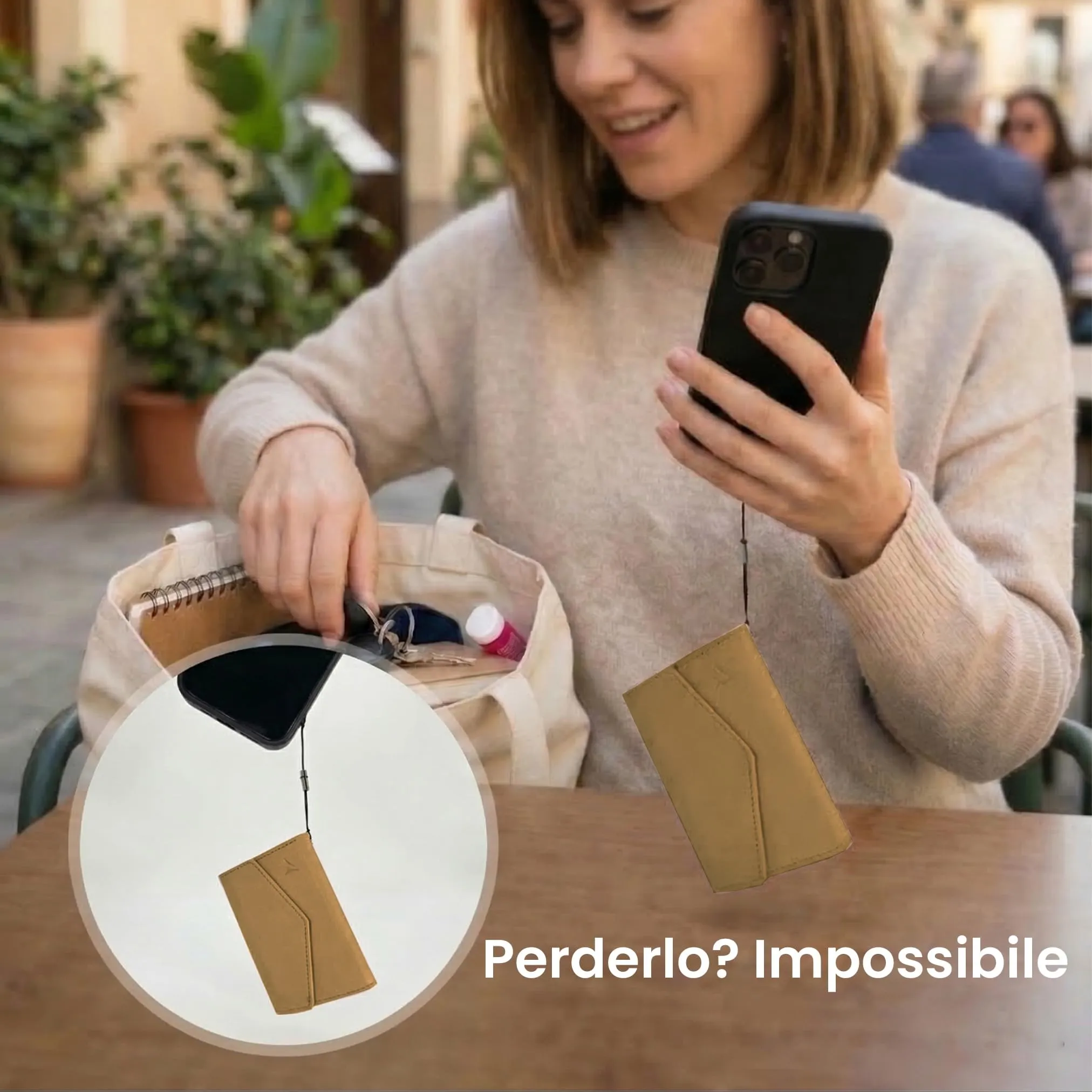TECHMADE Portafoglio MagSafe con Adattatore Magnetico, Tripla Tasca per 6 Carte e Banconote, Blocco RFID, Brown Chiaro - immagine 10