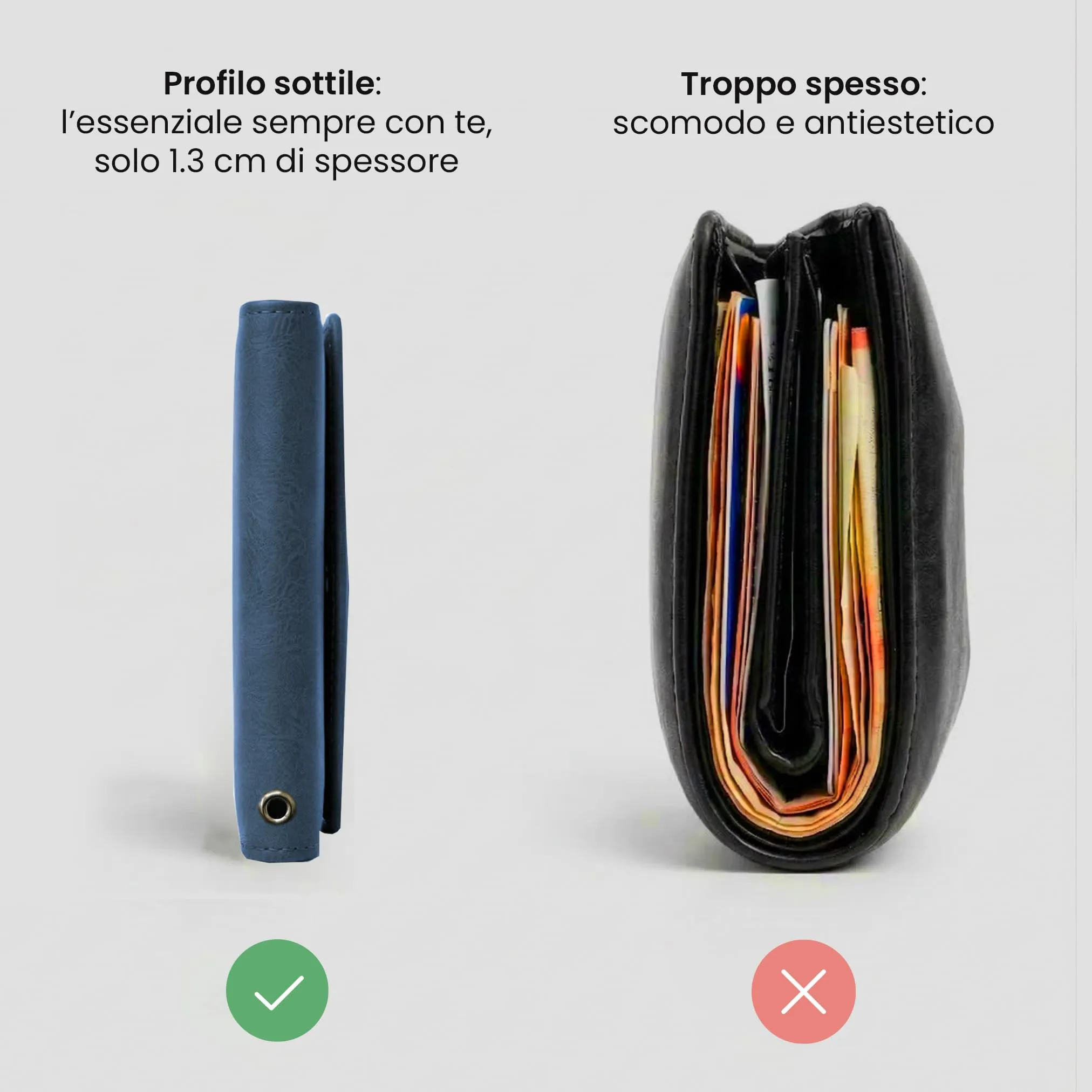 TECHMADE Portafoglio MagSafe con Adattatore Magnetico, Tripla Tasca per 6 Carte e Banconote, Blocco RFID, Blu - immagine 7