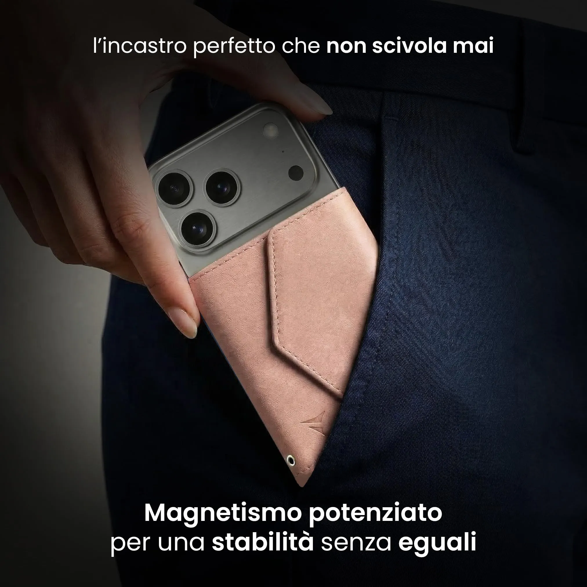 TECHMADE Portafoglio MagSafe con Adattatore Magnetico, Tripla Tasca per 6 Carte e Banconote, Blocco RFID, Rosa - immagine 2