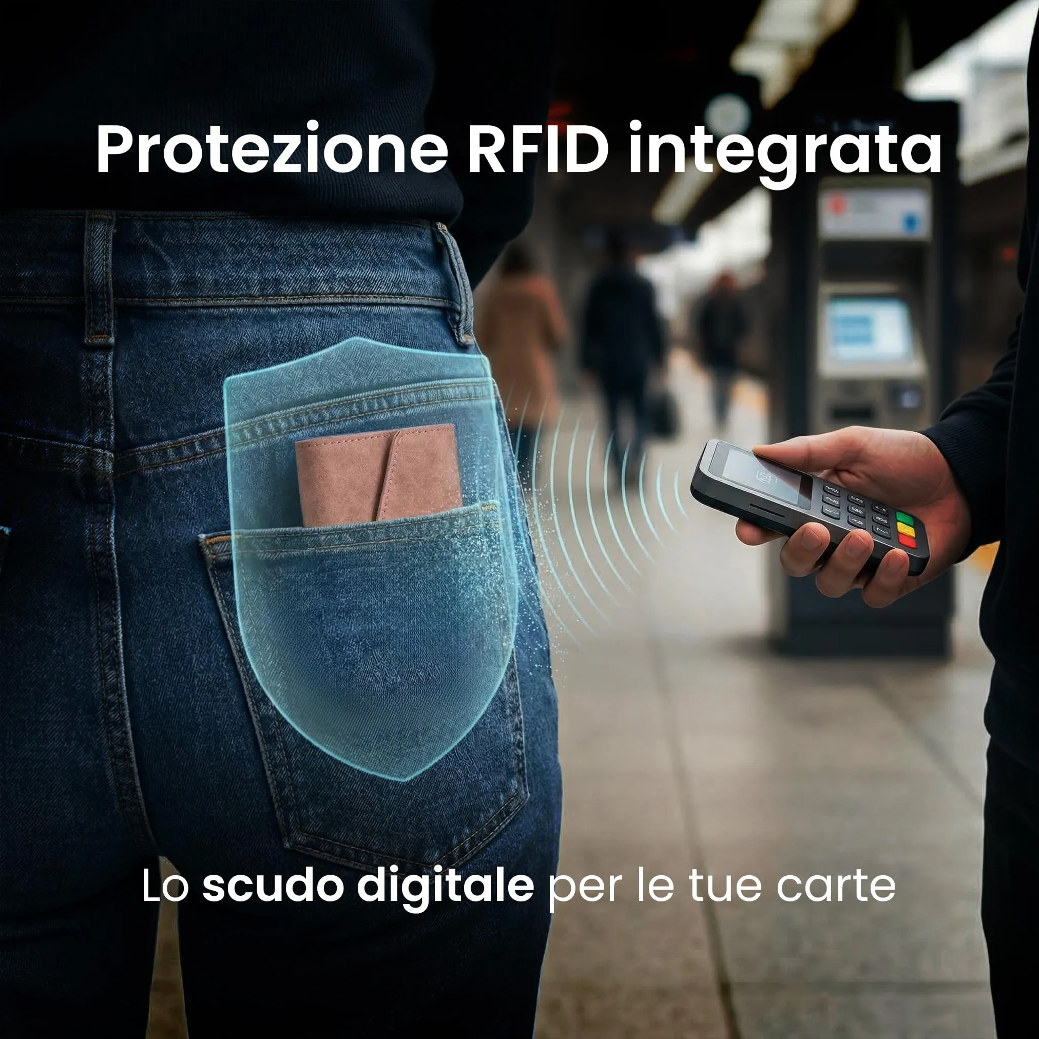TECHMADE Portafoglio MagSafe con Adattatore Magnetico, Tripla Tasca per 6 Carte e Banconote, Blocco RFID, Rosa - immagine 5