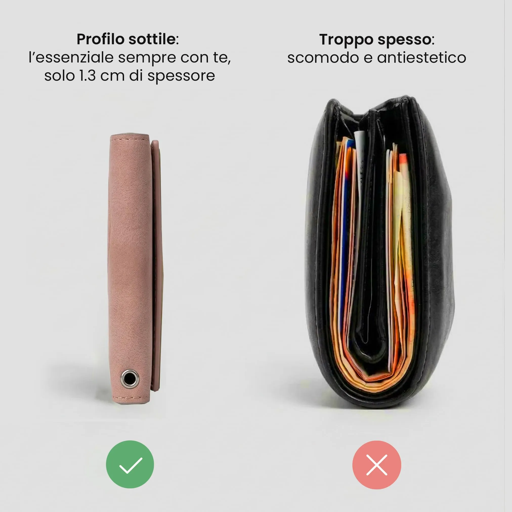 TECHMADE Portafoglio MagSafe con Adattatore Magnetico, Tripla Tasca per 6 Carte e Banconote, Blocco RFID, Rosa - immagine 7
