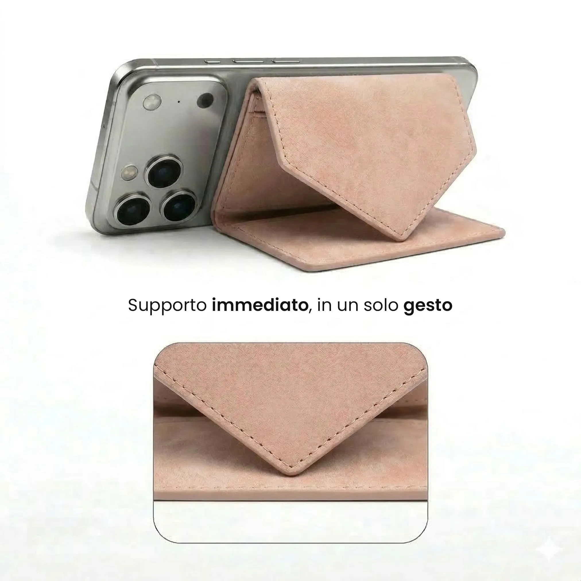 TECHMADE Portafoglio MagSafe con Adattatore Magnetico, Tripla Tasca per 6 Carte e Banconote, Blocco RFID, Rosa - immagine 9