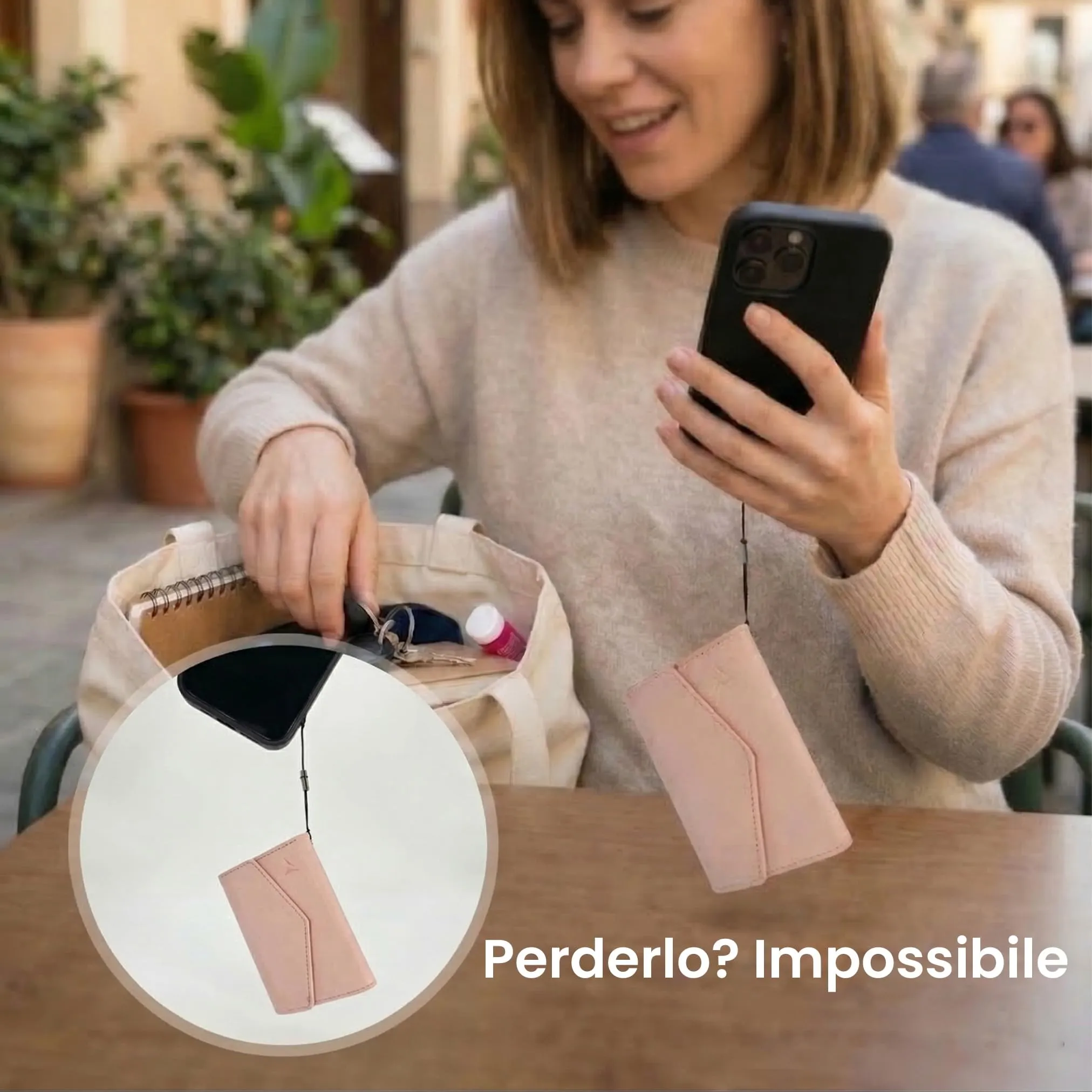 TECHMADE Portafoglio MagSafe con Adattatore Magnetico, Tripla Tasca per 6 Carte e Banconote, Blocco RFID, Rosa - immagine 10