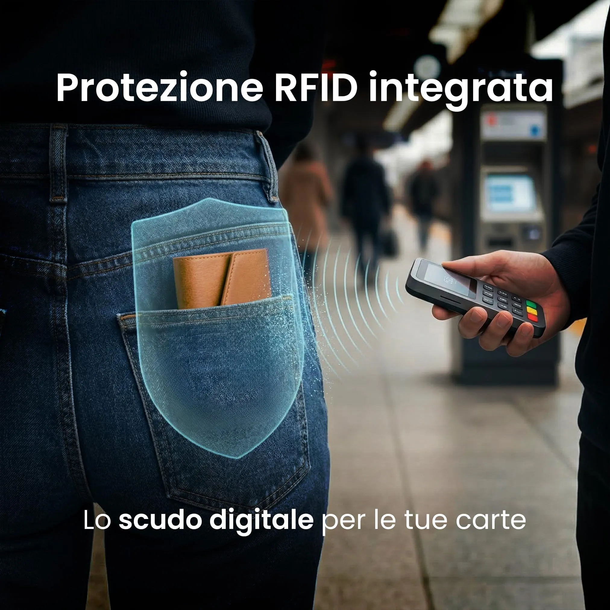 TECHMADE Portafoglio MagSafe con Adattatore Magnetico, Tripla Tasca per 6 Carte e Banconote, Blocco RFID, Design Slim (Brown) - immagine 5