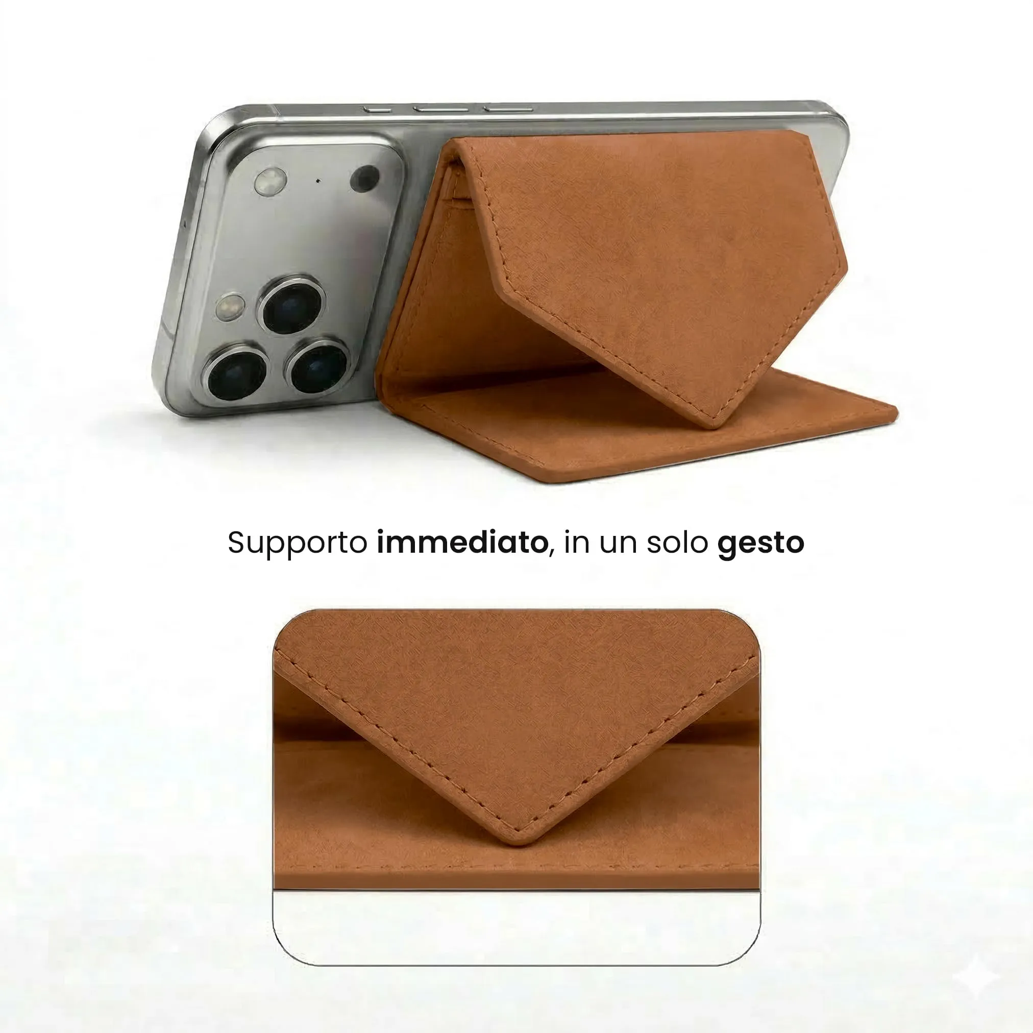 TECHMADE Portafoglio MagSafe con Adattatore Magnetico, Tripla Tasca per 6 Carte e Banconote, Blocco RFID, Design Slim (Brown) - immagine 9