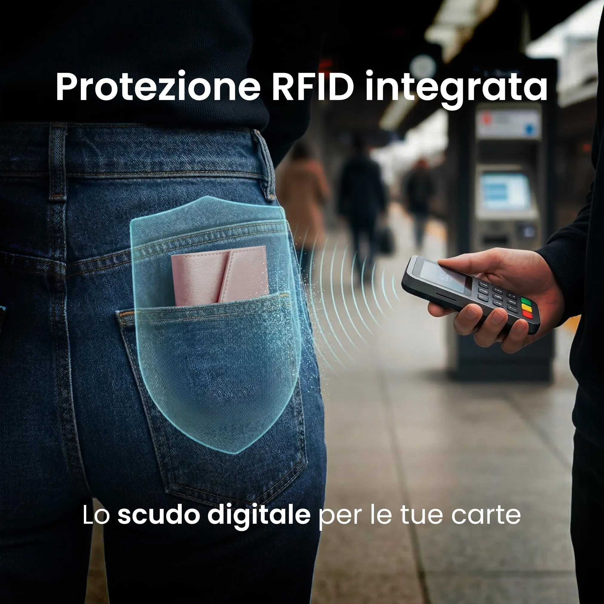 TECHMADE Portafoglio MagSafe con Adattatore Magnetico, Tripla Tasca per 6 Carte e Banconote, Blocco RFID, Rosa Chiaro - immagine 5