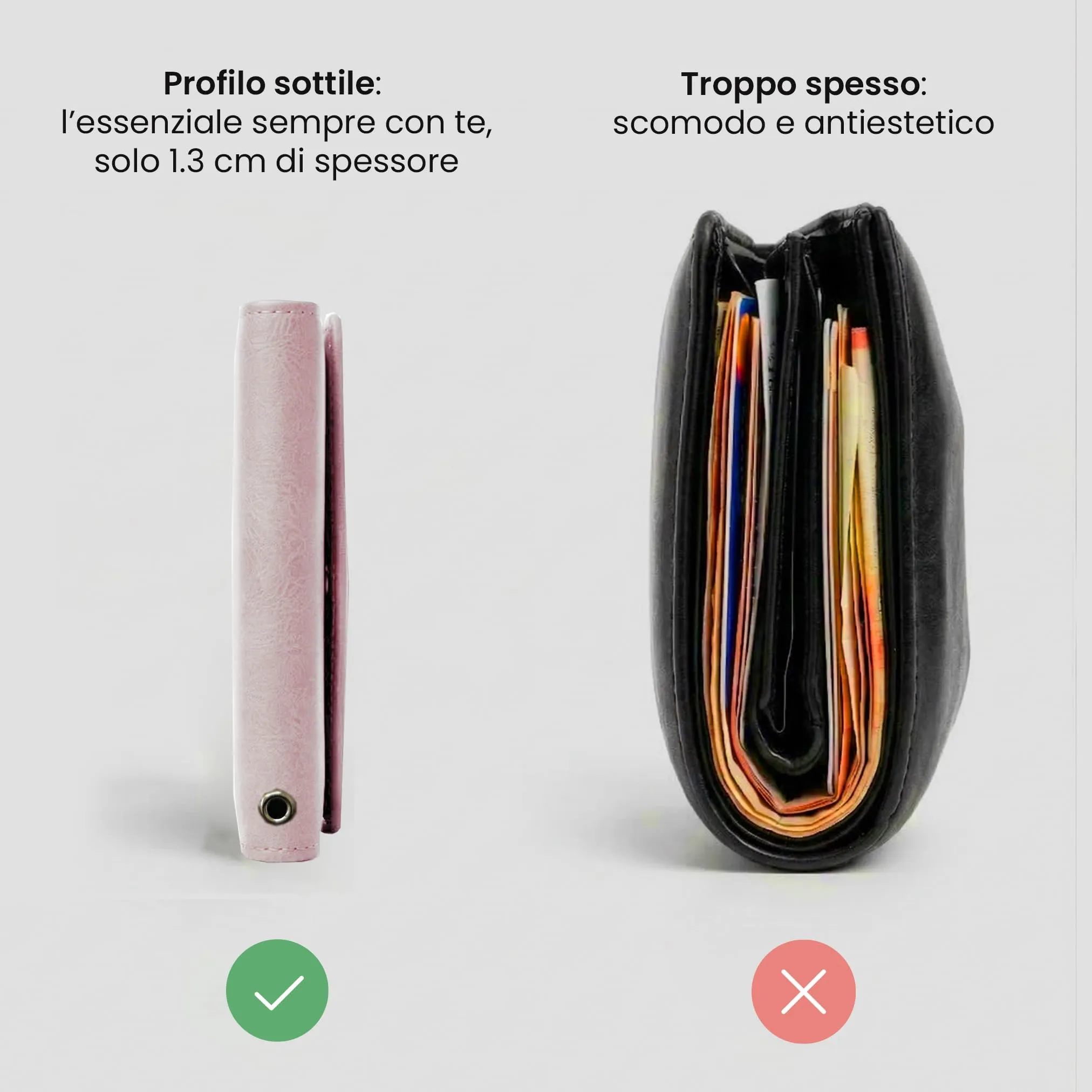 TECHMADE Portafoglio MagSafe con Adattatore Magnetico, Tripla Tasca per 6 Carte e Banconote, Blocco RFID, Rosa Chiaro - immagine 7