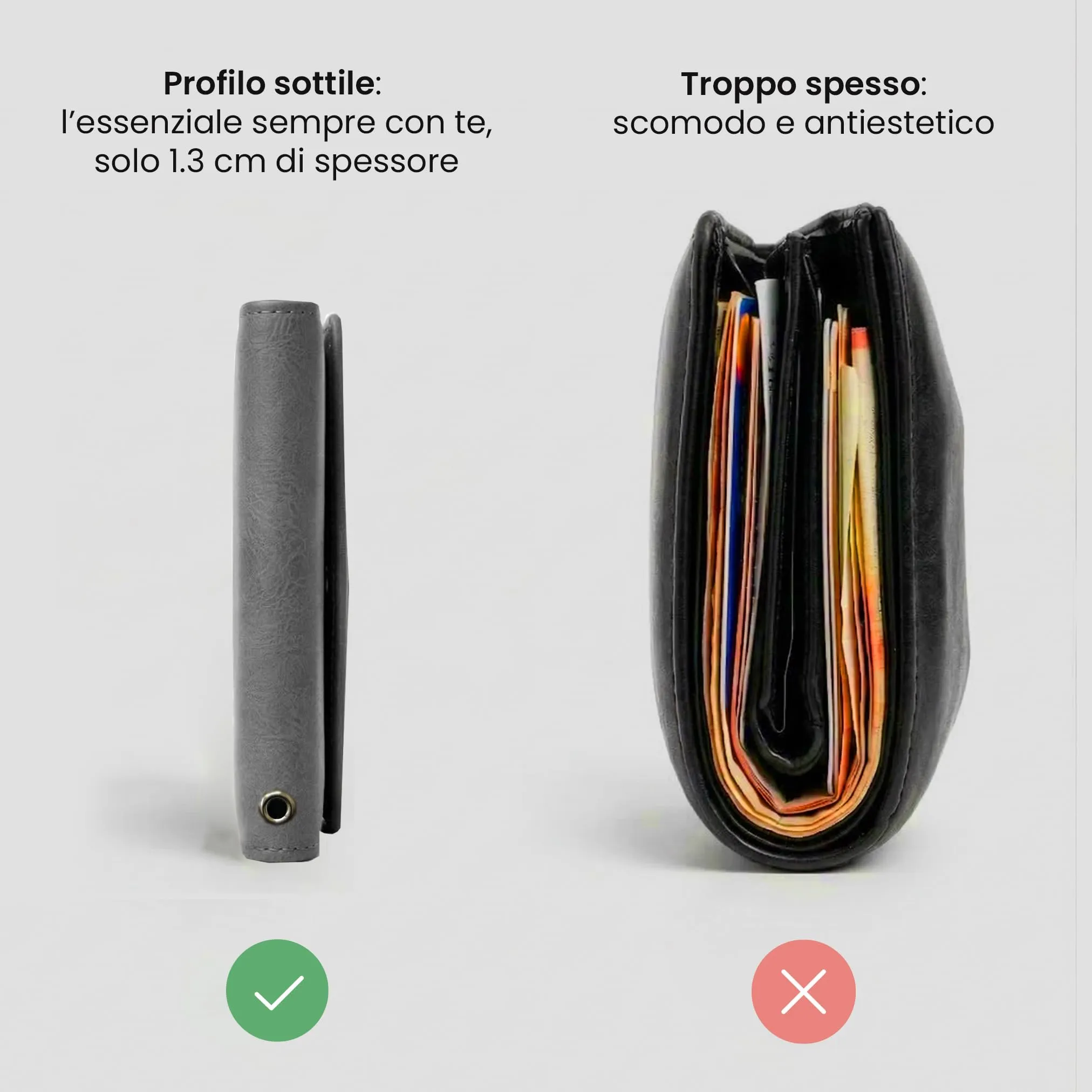 TECHMADE Portafoglio MagSafe con Adattatore Magnetico, Tripla Tasca per 6 Carte e Banconote, Blocco RFID, Grigio - immagine 7