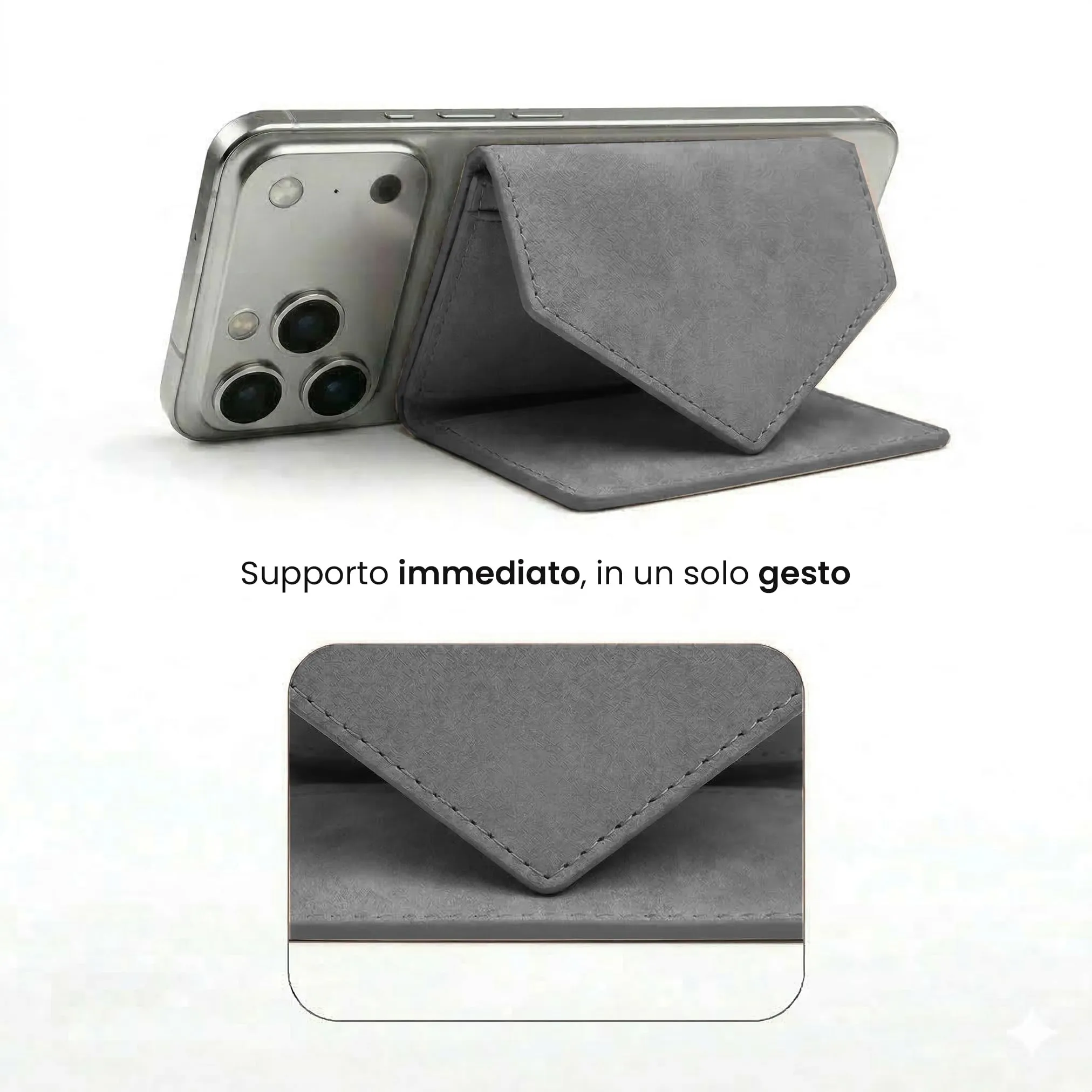 TECHMADE Portafoglio MagSafe con Adattatore Magnetico, Tripla Tasca per 6 Carte e Banconote, Blocco RFID, Grigio - immagine 9