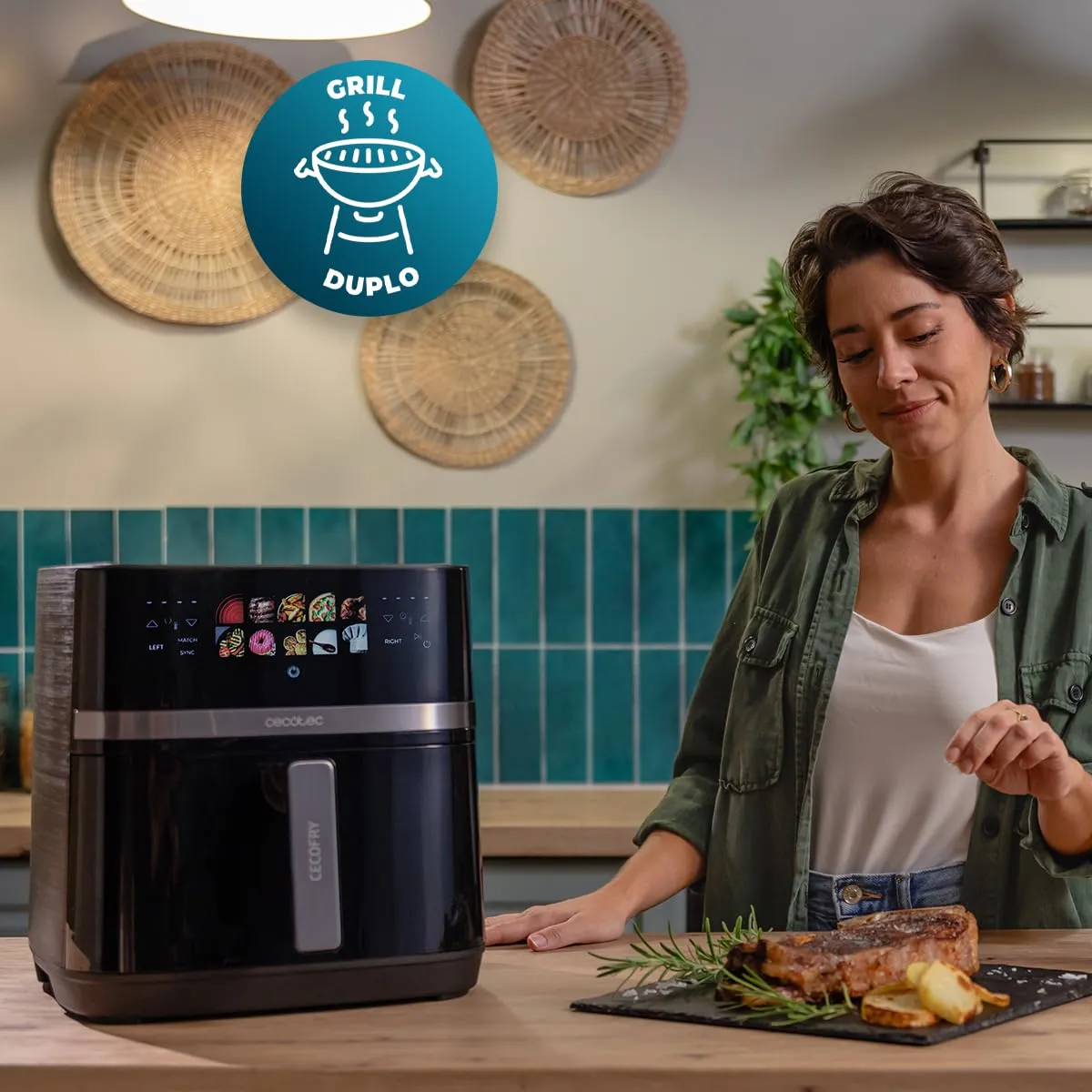 Cecotec Cecofry&Grill Duoheat 8000 Hot Friggitrice ad Aria 8L con Doppio Grill, 2200W - immagine 2