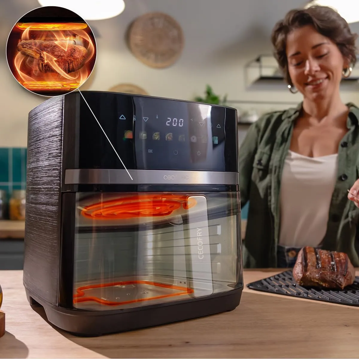 Cecotec Cecofry&Grill Duoheat 8000 Hot Friggitrice ad Aria 8L con Doppio Grill, 2200W - immagine 4