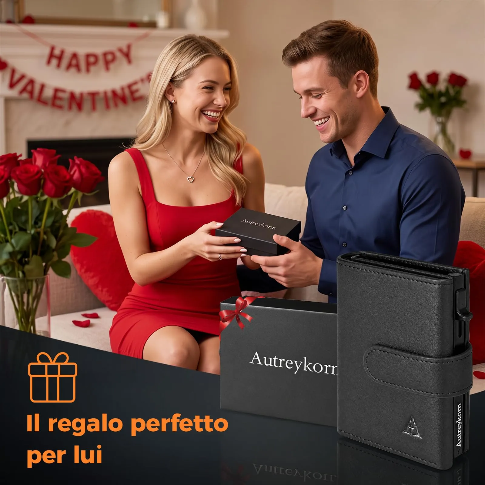 Autreykorn Portafoglio Uomo RFID Slim Porta Carte, Nero - immagine 7
