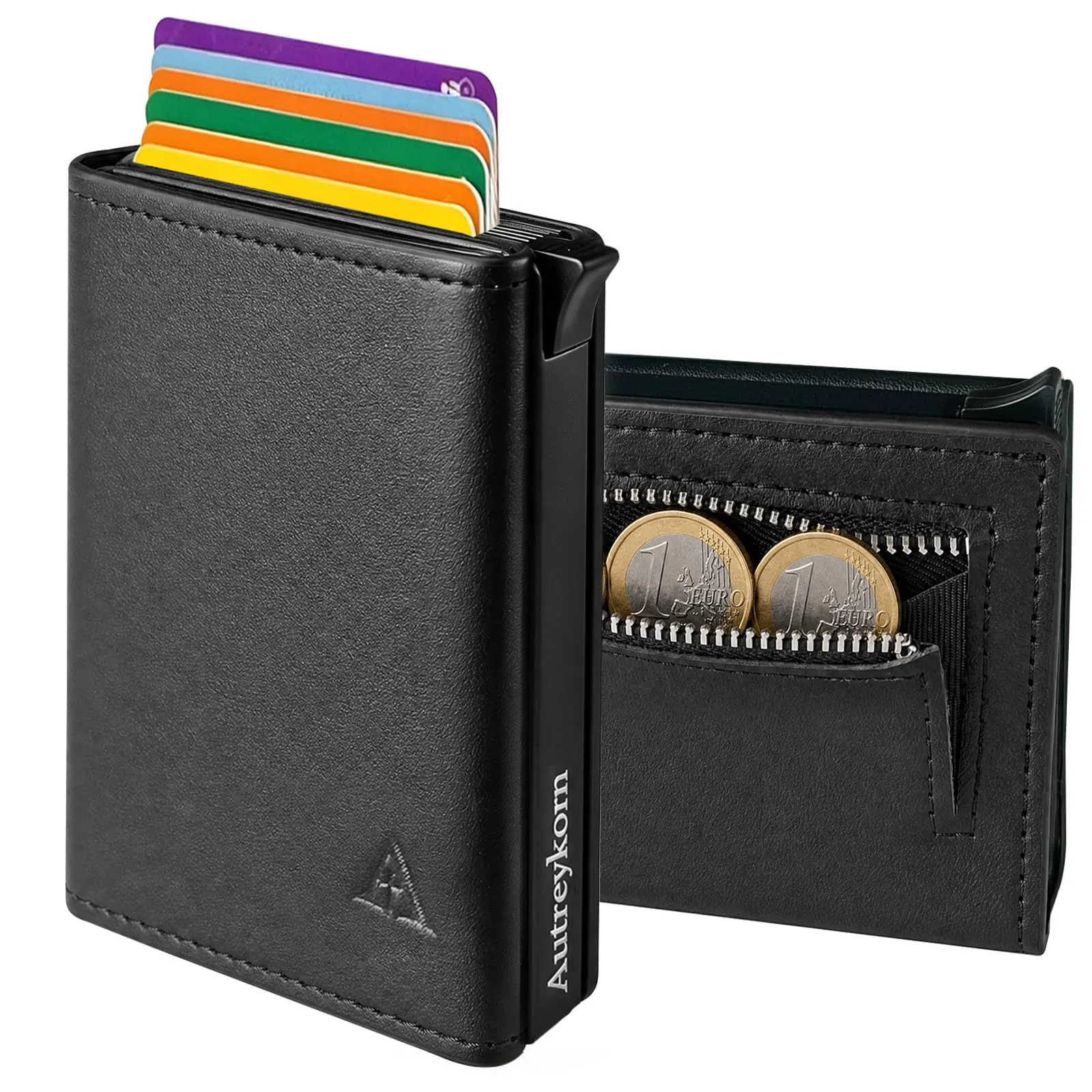 Autreykorn Portafoglio Uomo Slim RFID Nero 10 Carte - immagine 1