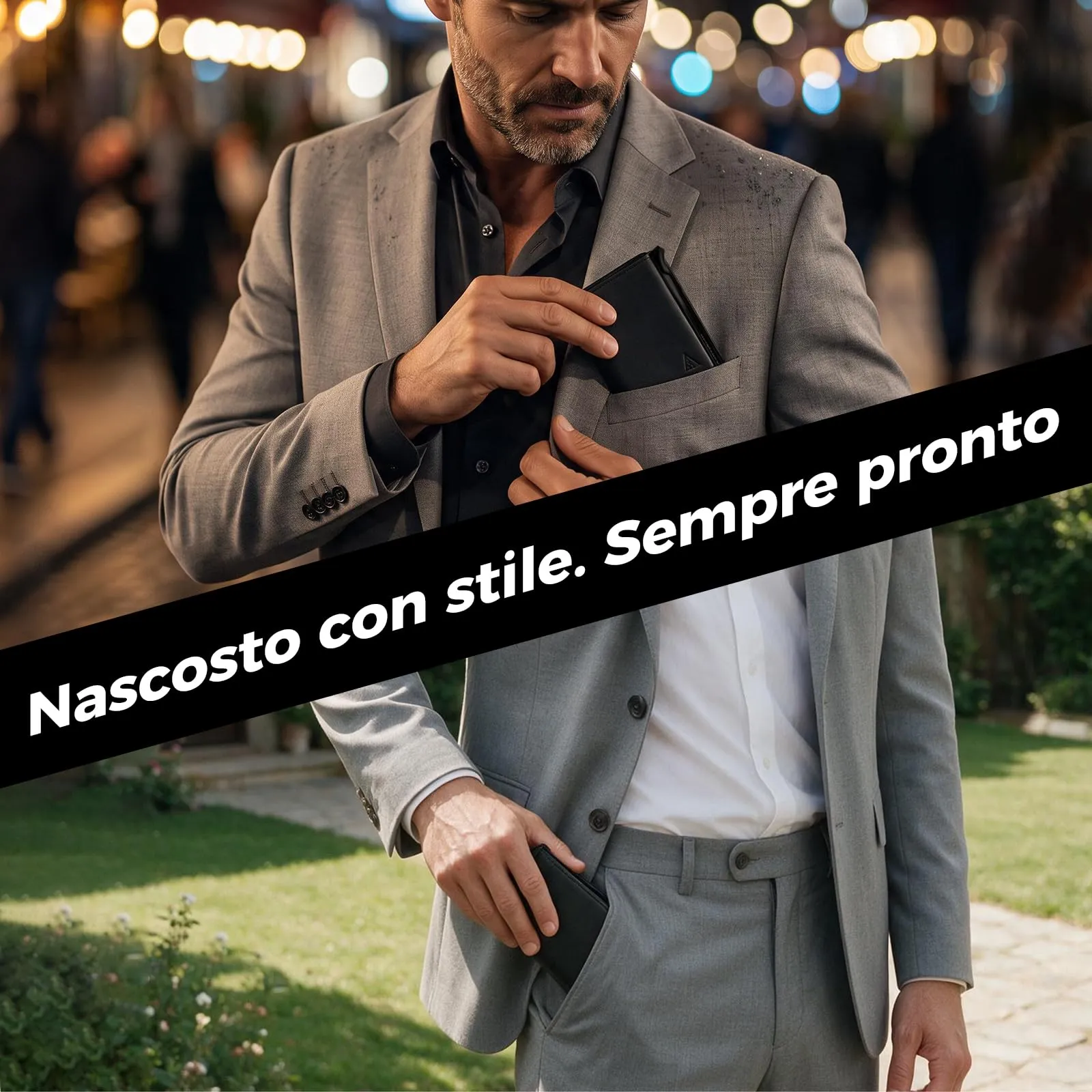 Autreykorn Portafoglio Uomo Slim RFID Nero 10 Carte - immagine 6