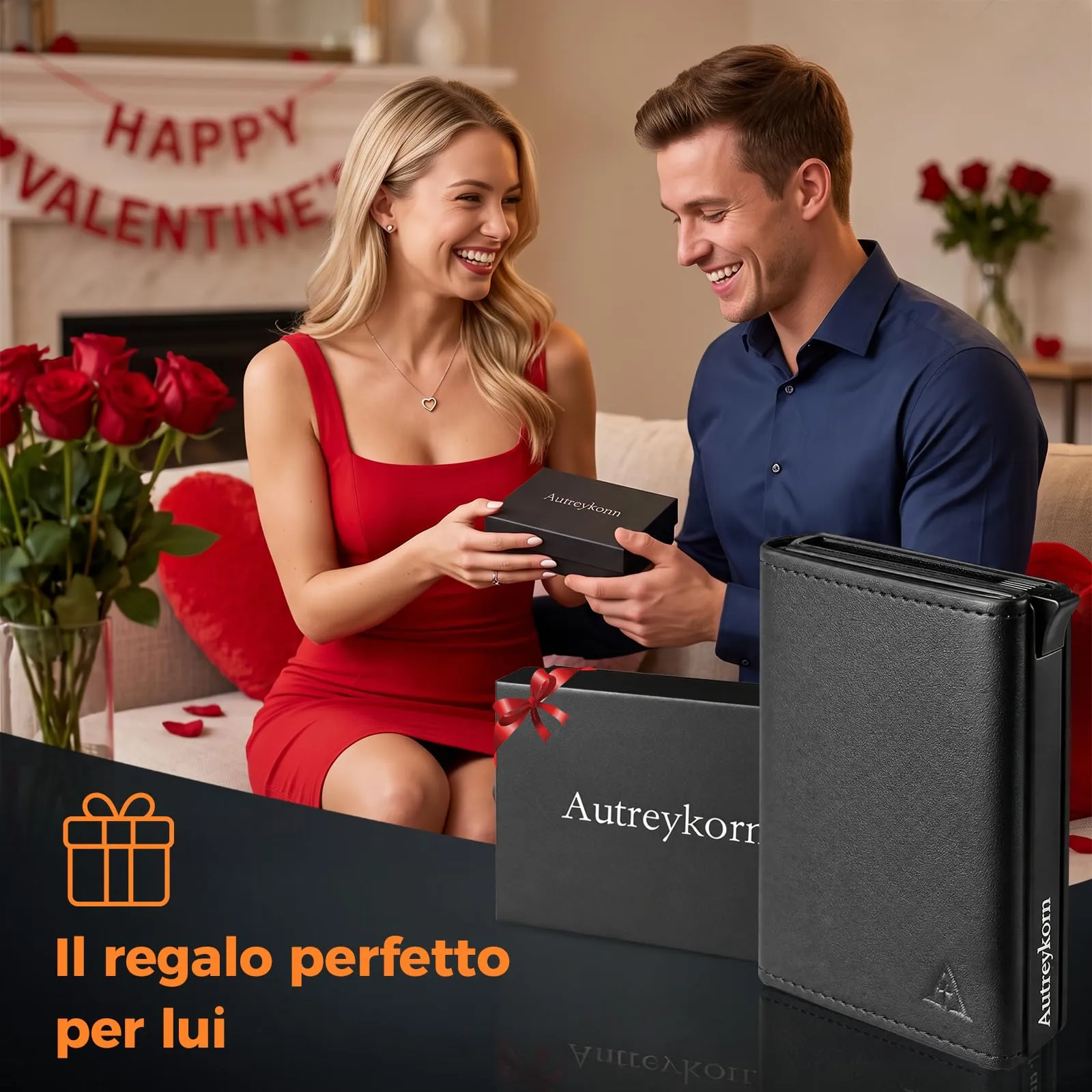 Autreykorn Portafoglio Uomo Slim RFID Nero 10 Carte - immagine 7