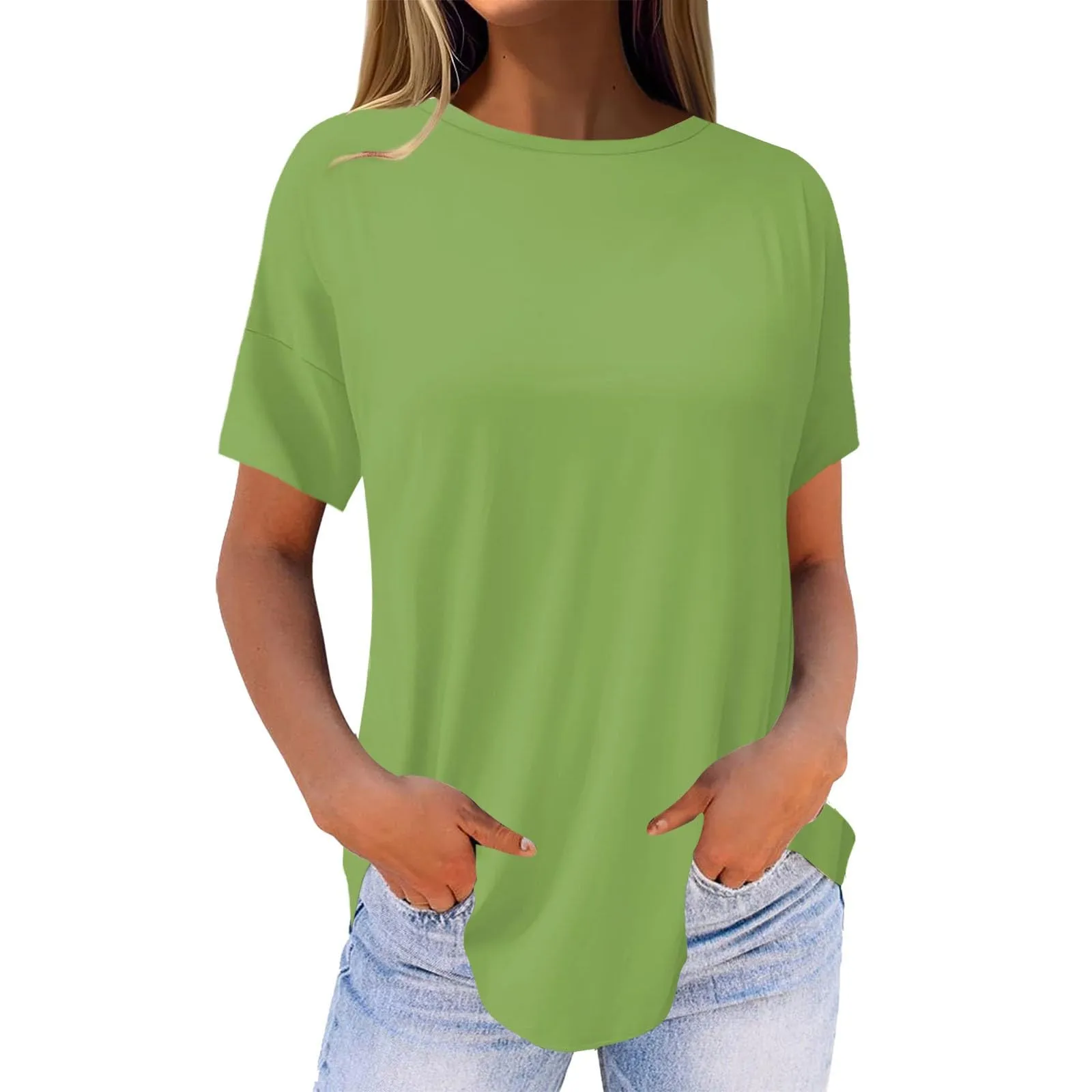 Uwdiohq Vestito Estivo Lungo Donna Maglietta Maniche Corte Girocollo in Viscosa - immagine 2