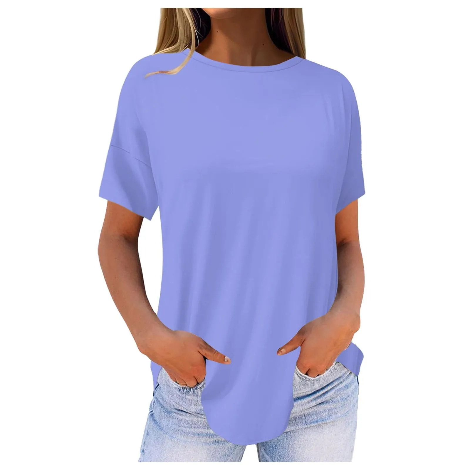 Uwdiohq Donna Vestito Estivo Lungo Maglietta Viscosa T-Shirt Bianca Maniche Corte Girocollo Casual - immagine 1