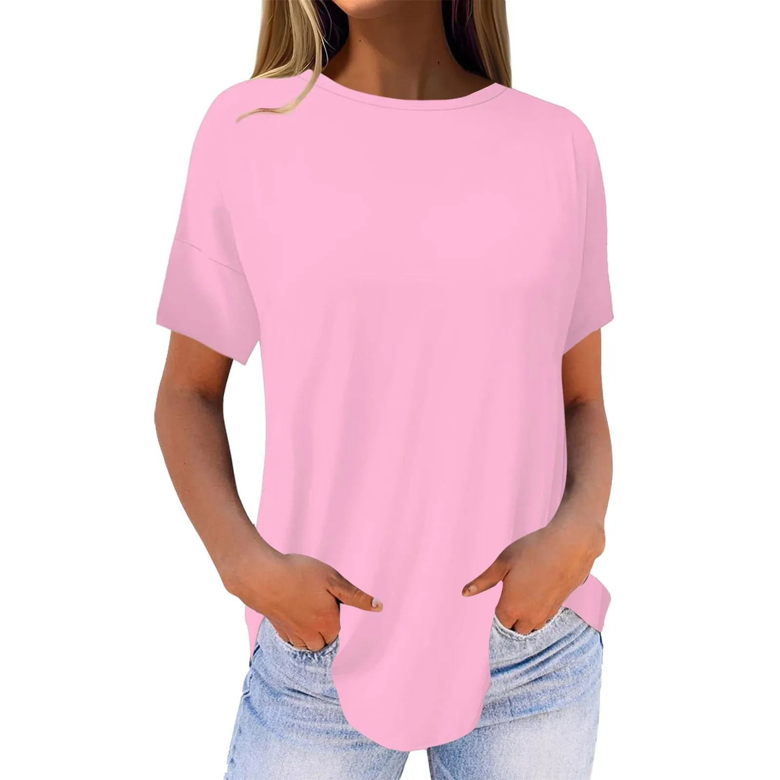 Uwdiohq Donna Vestito Estivo Lungo Maglietta Viscosa Maniche Corte Girocollo Bianco - immagine 2