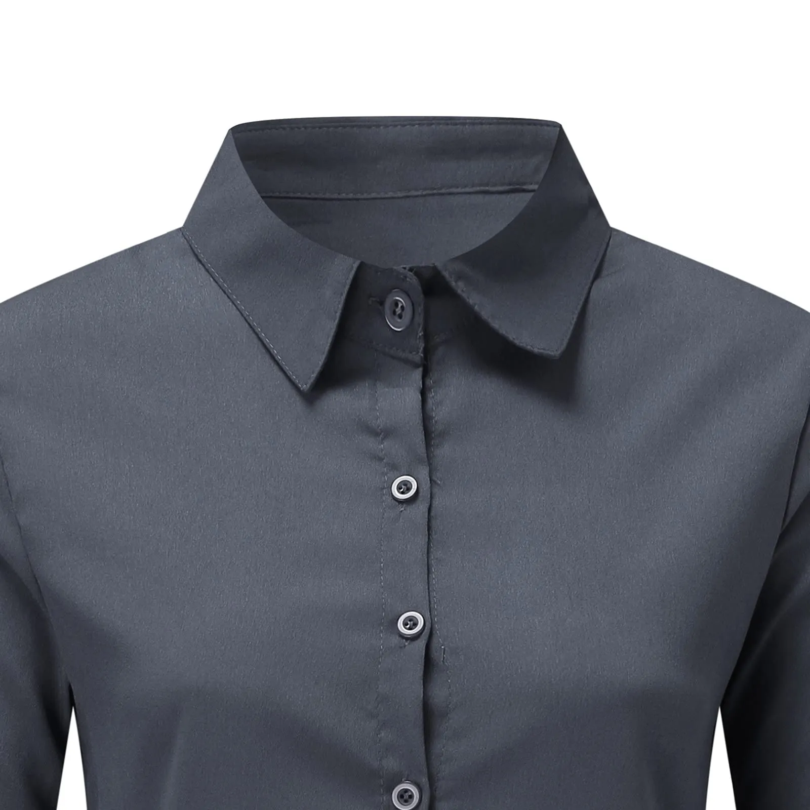 Uwdiohq Bluse e Camicie da Donna T-shirt Manica Corta e Maglia Manica Lunga Personalizzabile in Seta Effetto Raso - immagine 5