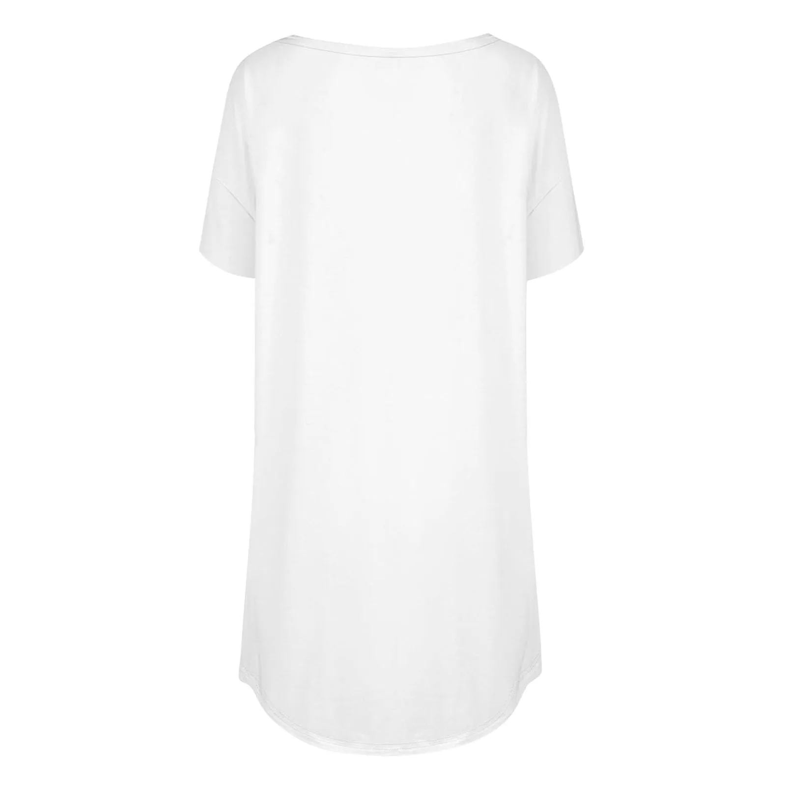 Uwdiohq Donna Vestito Estivo Lungo Elegante Maglietta Viscosa Bianca Maniche Corte Girocollo - immagine 4