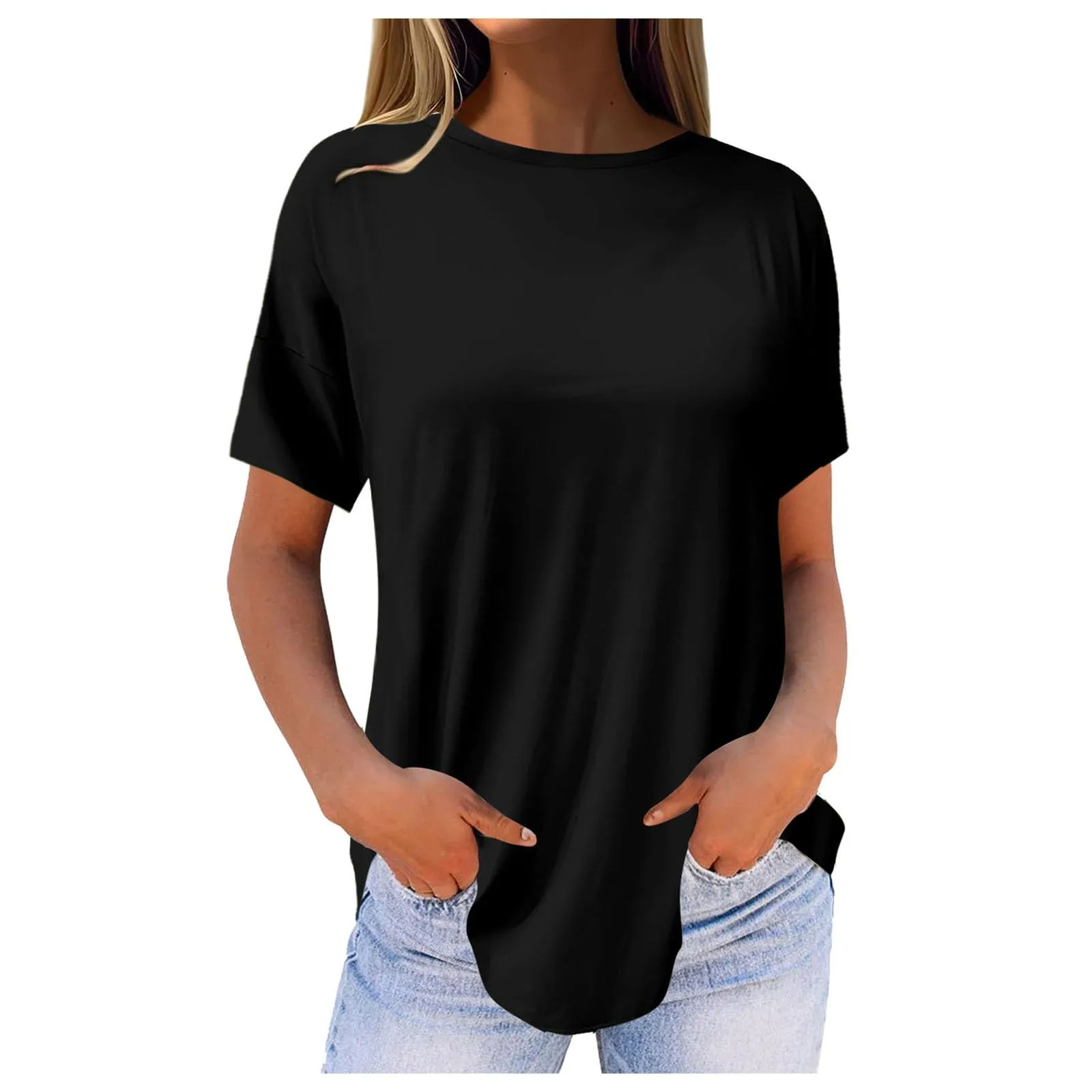 Uwdiohq Vestito Estivo Lungo Donna Maniche Corte Girocollo in Viscosa Bianca - immagine 1