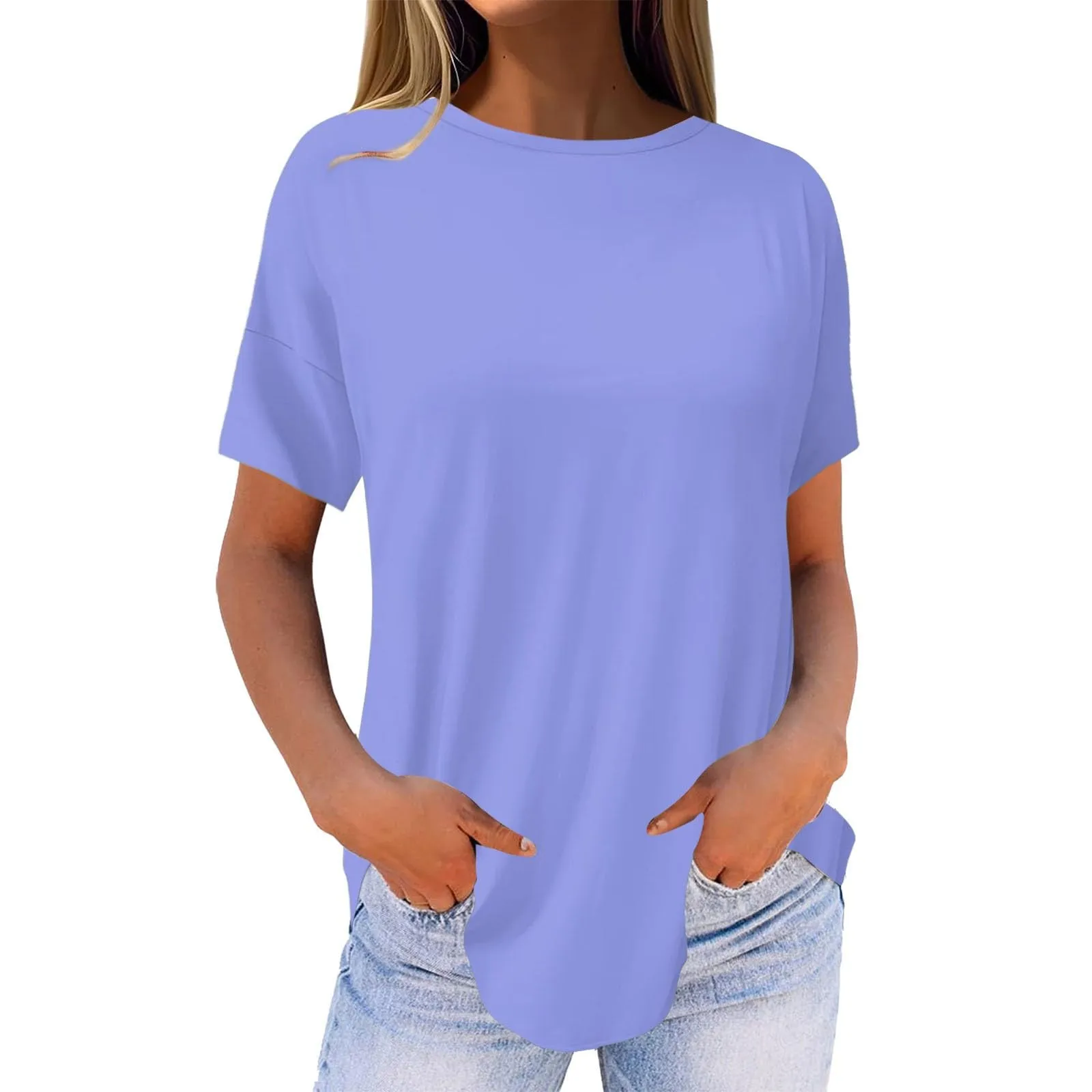 Uwdiohq Donna Vestito Estivo Lungo Elegante Viscosa T-Shirt Bianca Maniche Corte Girocollo - immagine 2