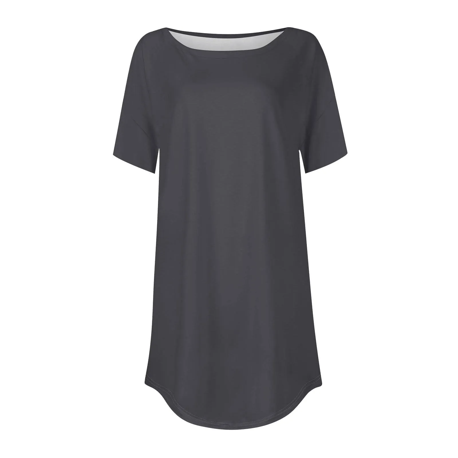 Uwdiohq Donna Vestito Estivo Lungo Elegante Maglietta in Viscosa Girocollo Manica Corta Bianca - immagine 3