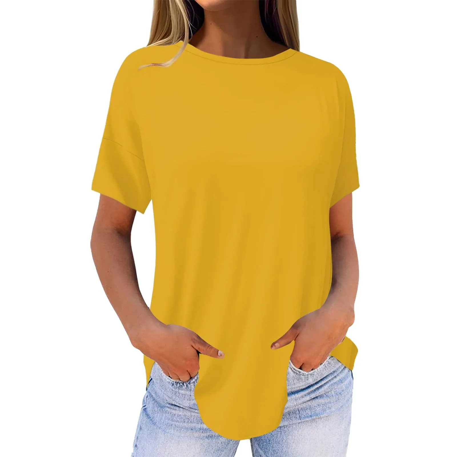 Uwdiohq Donna Vestito Estivo Lungo Elegante Maglietta Viscosa Maniche Corte Girocollo Bianca - immagine 2