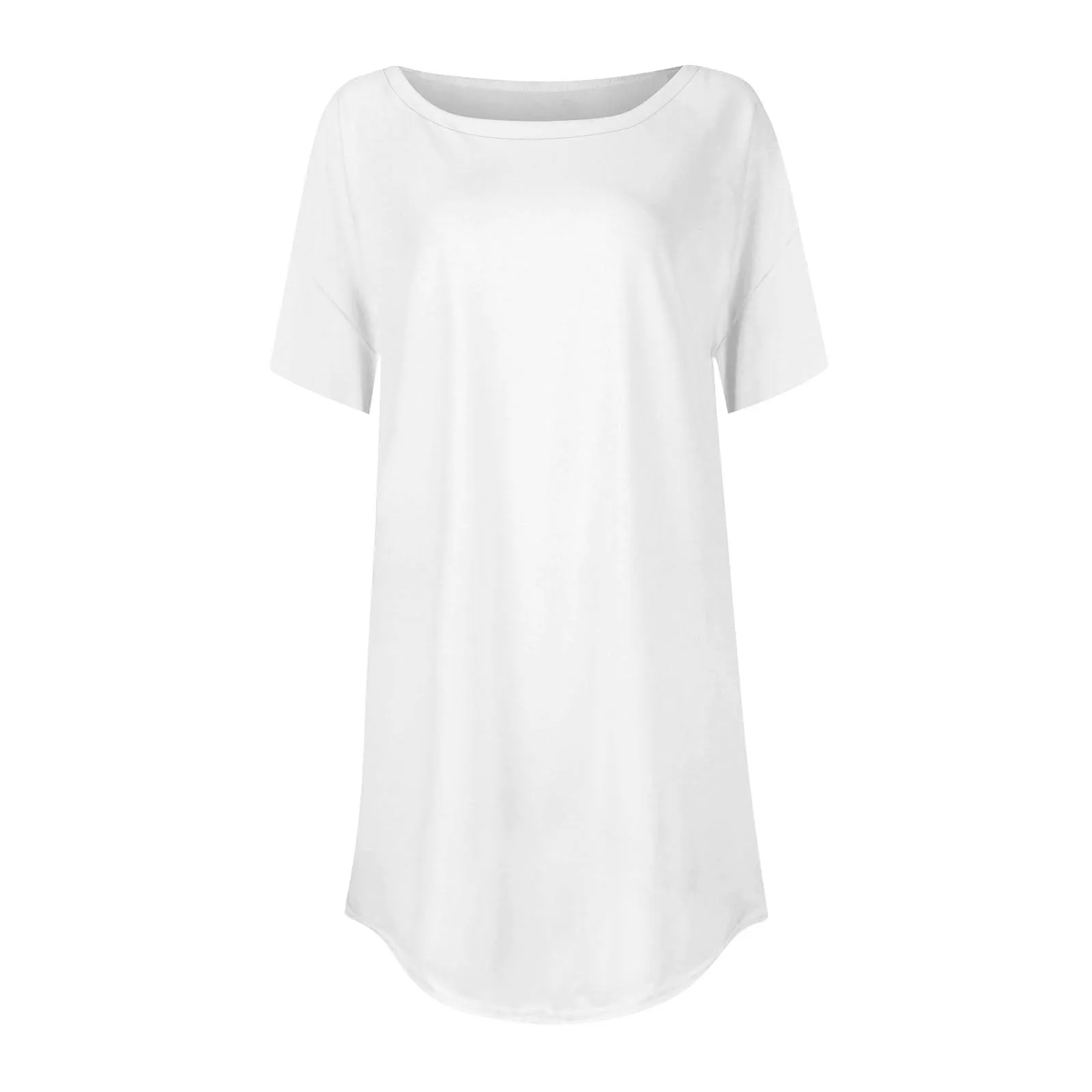 Uwdiohq Donna Vestito Estivo Lungo Elegante Maglietta in Viscosa Bianca Girocollo Maniche Corte - immagine 3