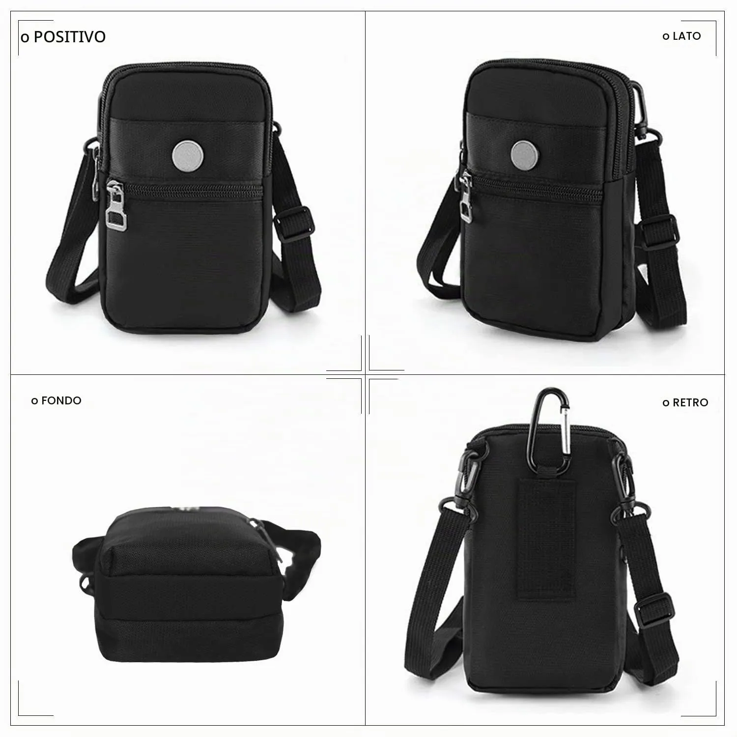 CYchen Borsa Crossbody Monospalla Impermeabile Marsupio Tattico, Nero, M - immagine 2