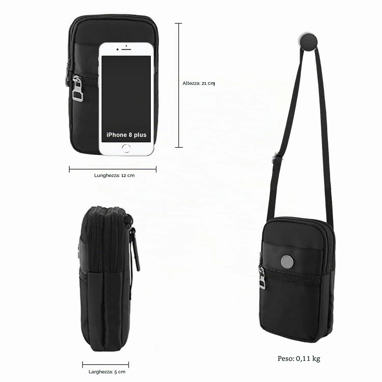 CYchen Borsa Crossbody Monospalla Impermeabile Marsupio Tattico, Nero, M - immagine 3