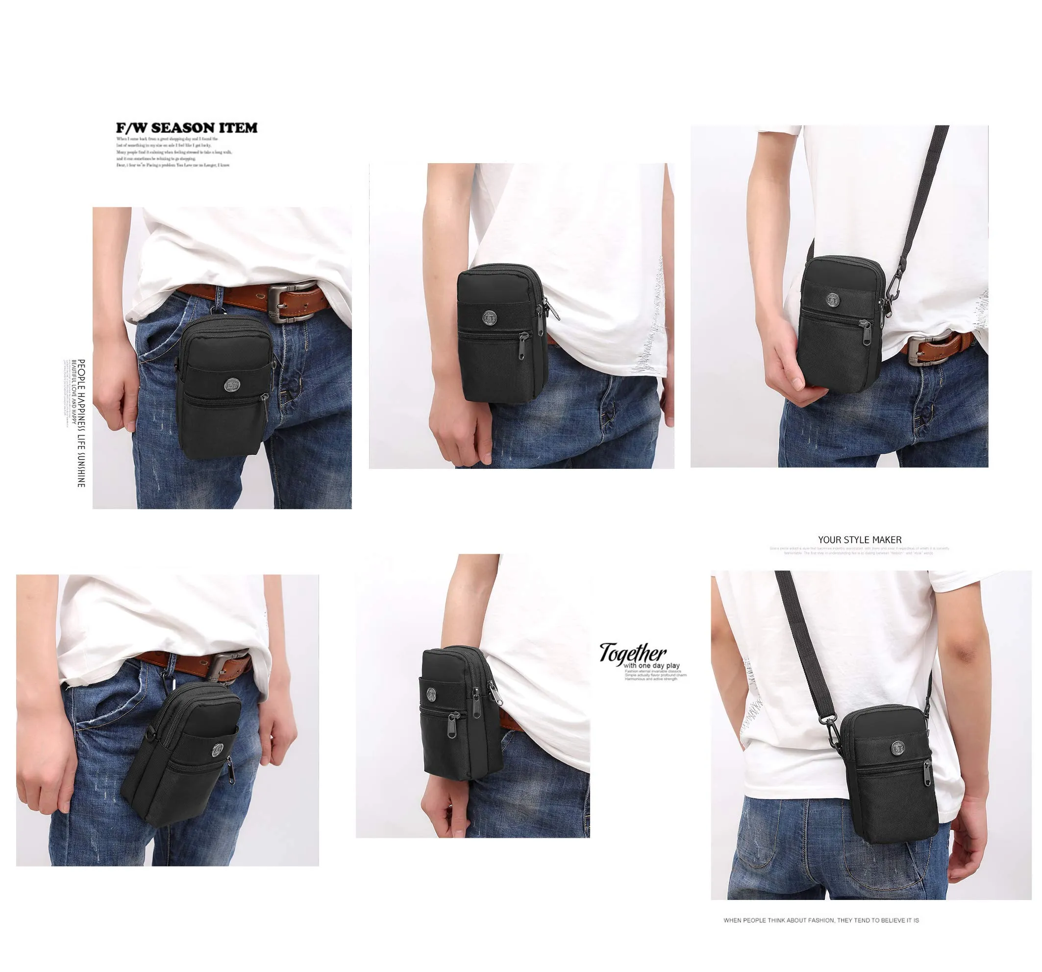 CYchen Borsa Crossbody Monospalla Impermeabile Marsupio Tattico, Nero, M - immagine 7