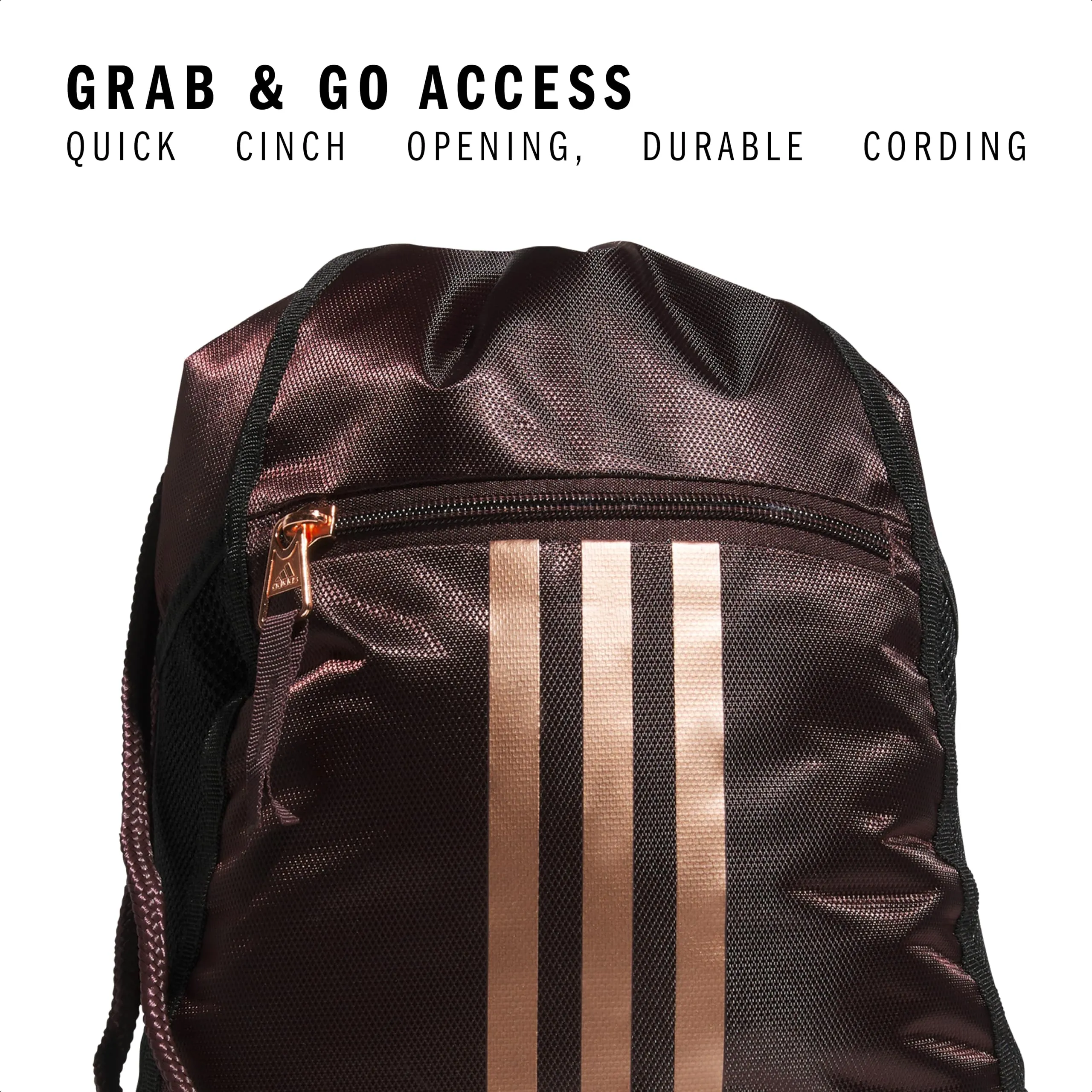 adidas Unisex Alliance 2 Sackpack Bag, Marrone Ombra/Oro Rosa, Taglia Unica - immagine 2