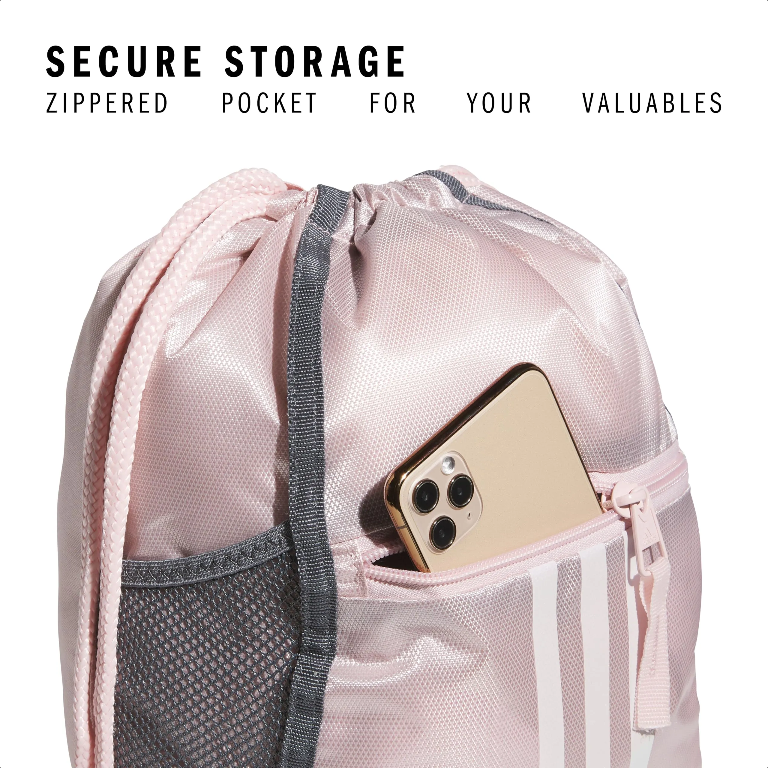 adidas Sackpacktasche Unisex, Rosa Sabbiato/Bianco/2, Taglia Unica - immagine 3