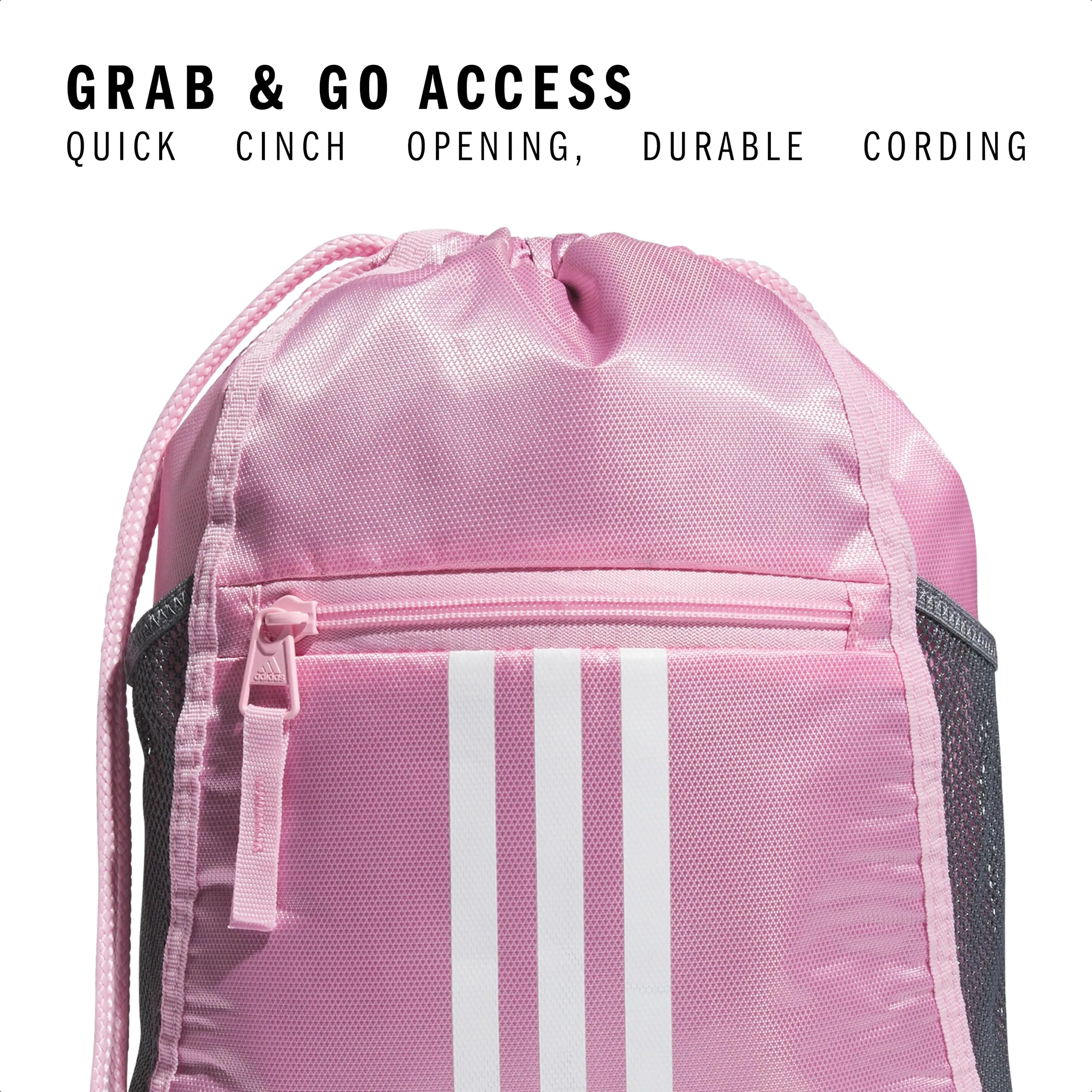 adidas Alliance II Sackpack Drawstring Gym Bag, True Pink/White, One Size - immagine 2