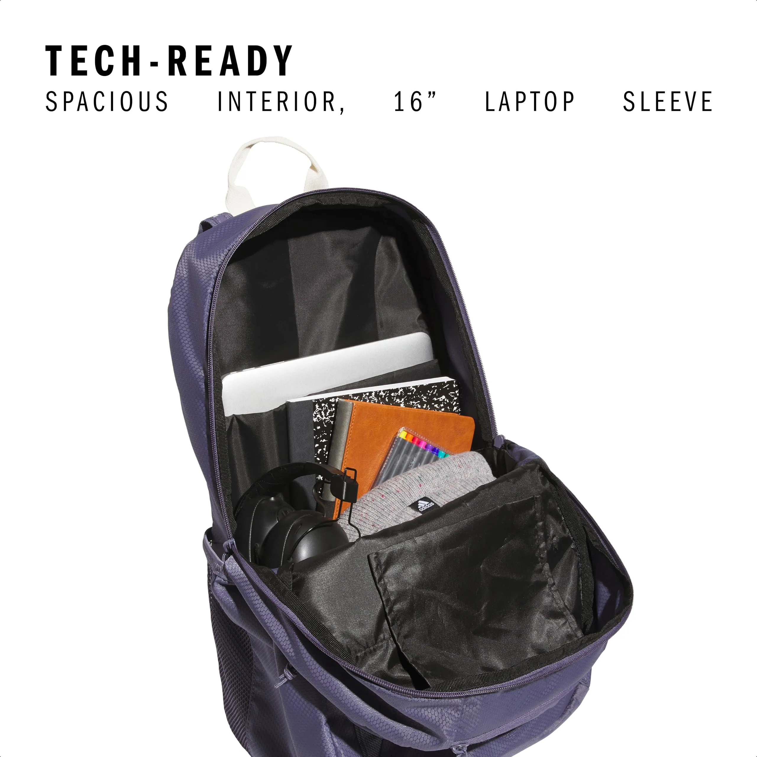 adidas Zaino Excel per Computer Portatile, Viola Preamata/Wonder White, Taglia Unica - immagine 2