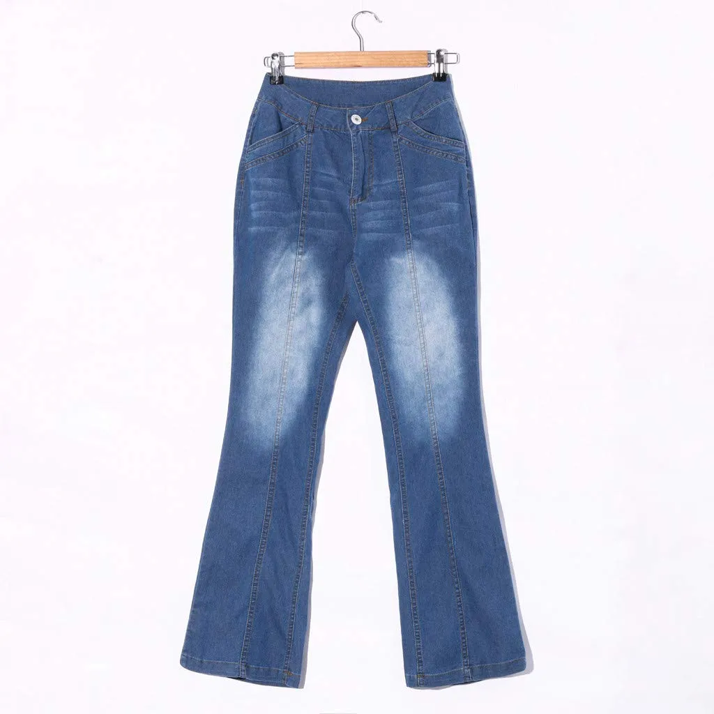 Generico Jeans Flared Donna Pantaloni Flare Leggins a Campana Slim Fit Jeggings Vita Alta Stretch con Tasche - immagine 3