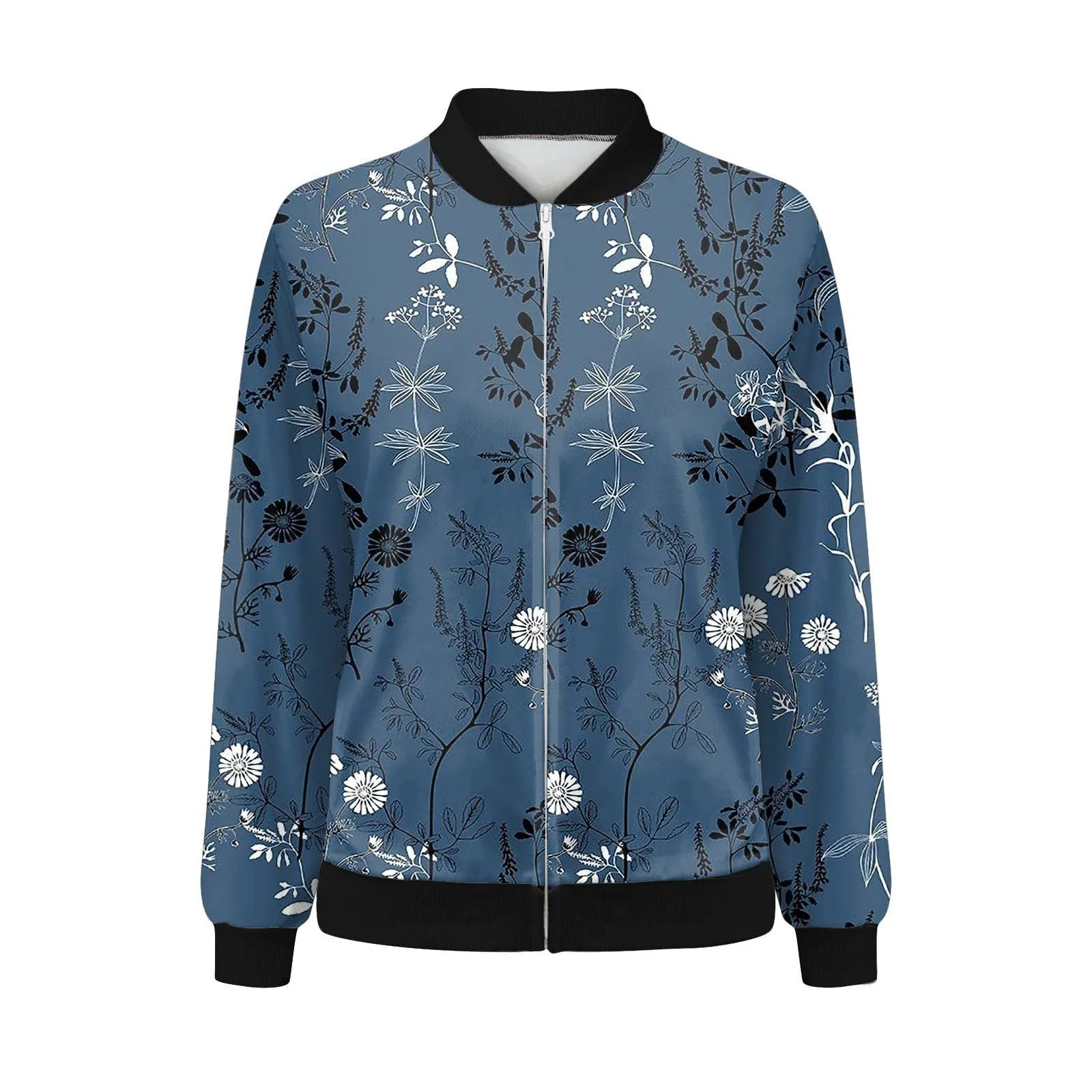 Generic Giubbottino Bomber Donna Primaverile Blu XL - immagine 3
