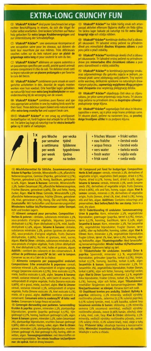Vitakraft Mix Originale Kracker Stick per Pappagallini al Kiwi Peperone Banana, 3 Pezzi (Confezione da 2) - immagine 2