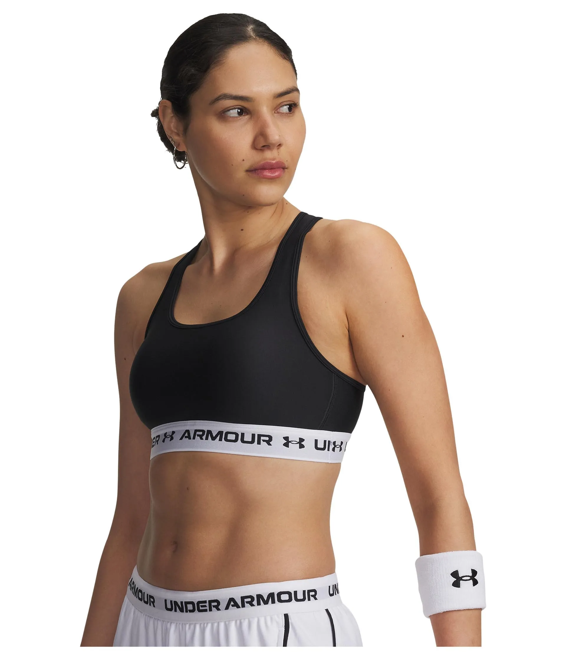 Under Armour Reggiseno Sportivo Donna Crossback Mid Impact, Nero/Bianco/Nero, XL - immagine 1