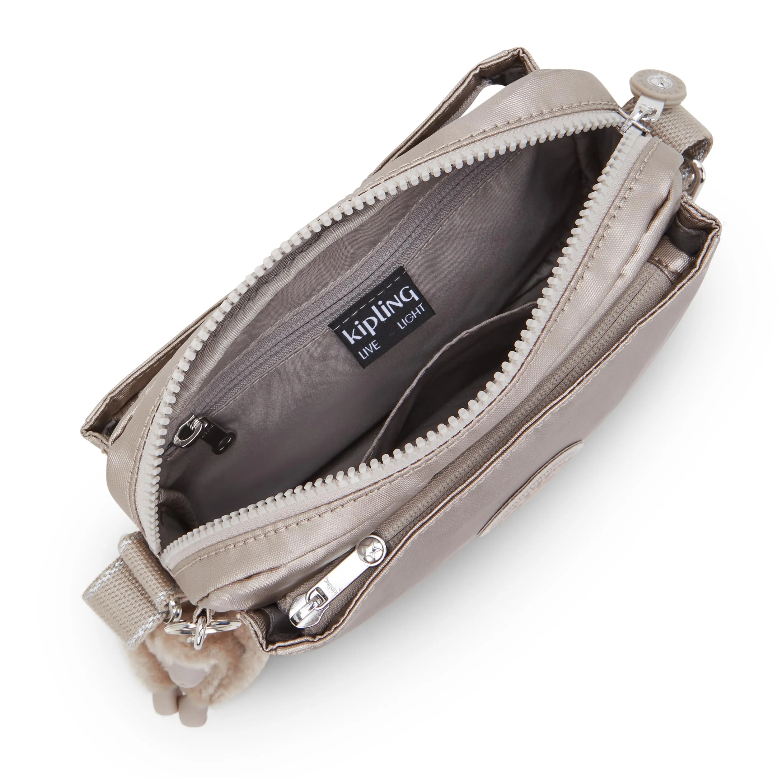 Kipling Abanu Borsa a tracolla piccola, Metallic Glow (Argento) - immagine 3
