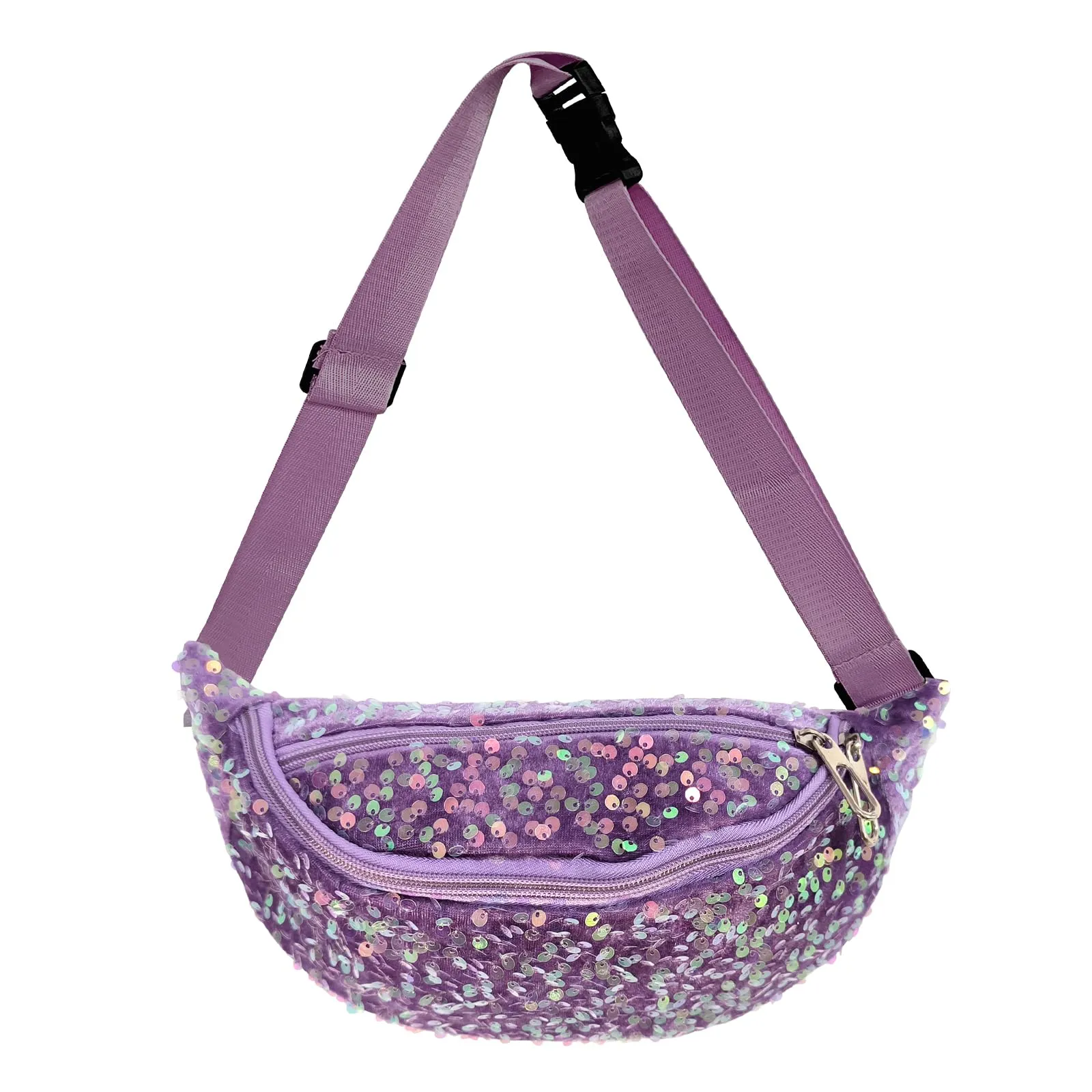 Hernin Marsupio con Paillettes per Donna, Tracolla Regolabile, Modello 1-Viola - immagine 1