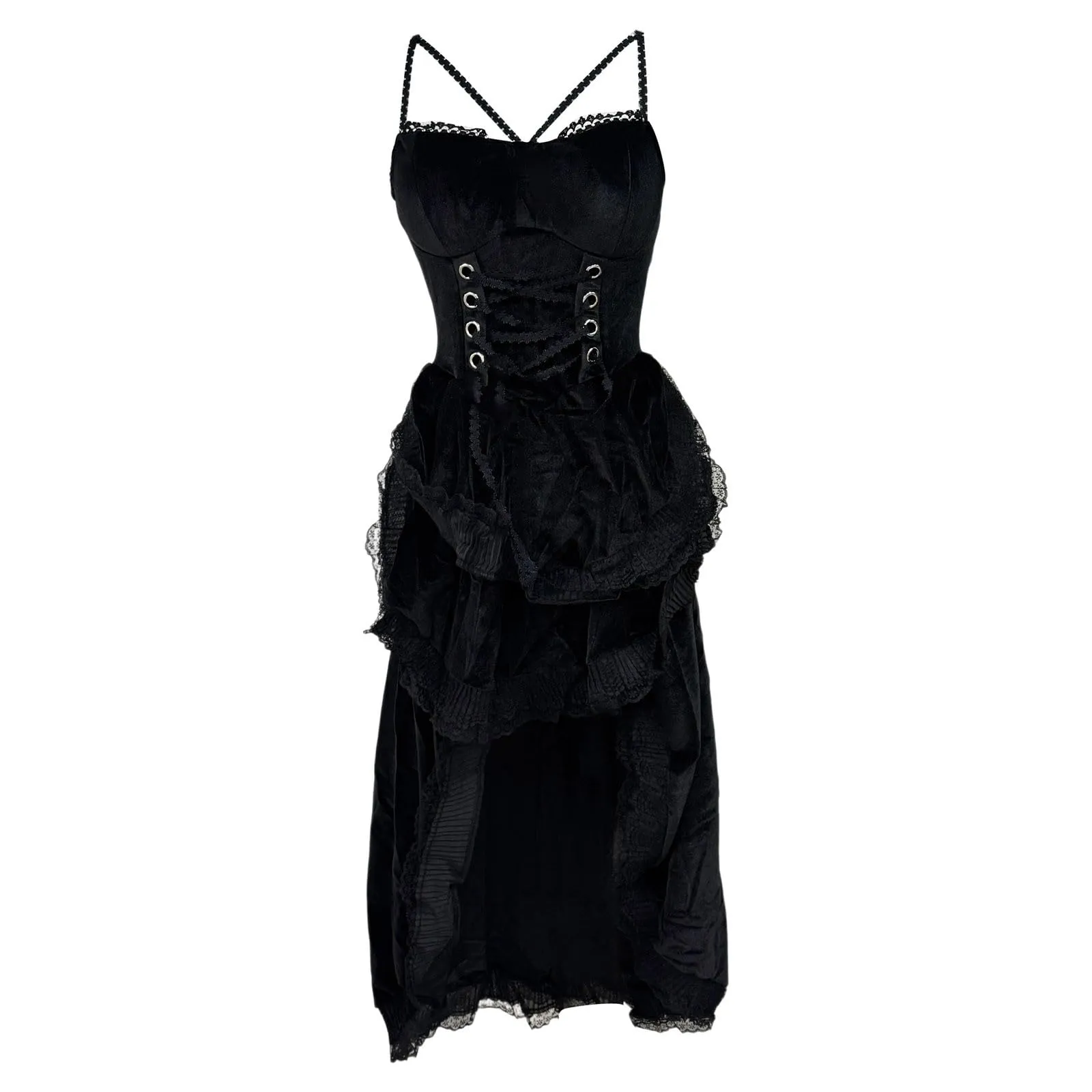 Vhersily Abito da Cocktail Gotico Costume Contessa Vampira e Pirata Medievale Vintage per Donna - immagine 4