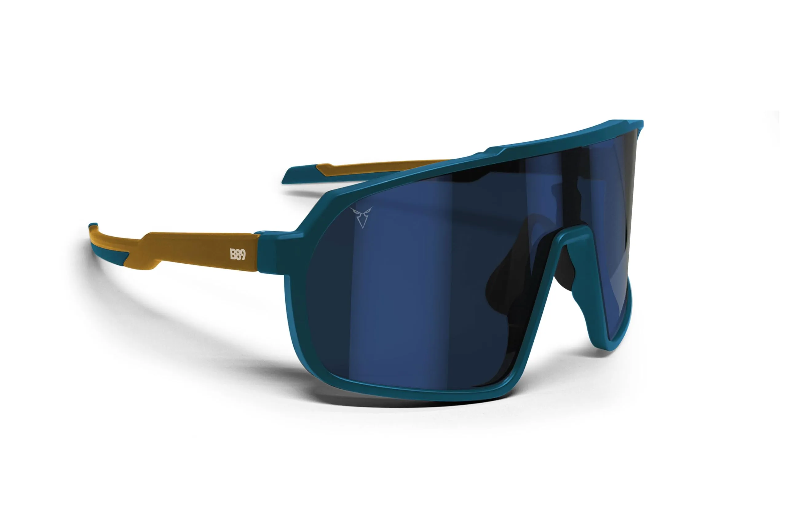 B89 Occhiali Sportivi Unisex in TR90, Lente Specchiata Blu Antiappannante UV400, mod. BG (Blu Ottanio Opaco/Giallo Senape Opaco) - immagine 1