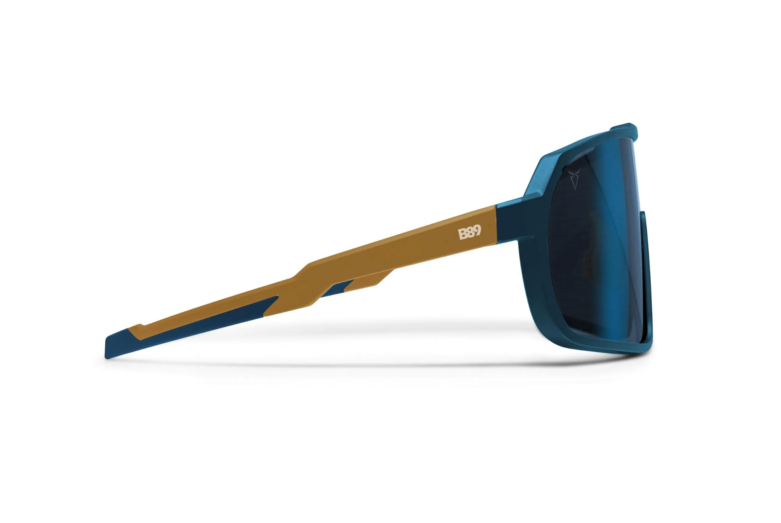 B89 Occhiali Sportivi Unisex in TR90, Lente Specchiata Blu Antiappannante UV400, mod. BG (Blu Ottanio Opaco/Giallo Senape Opaco) - immagine 3