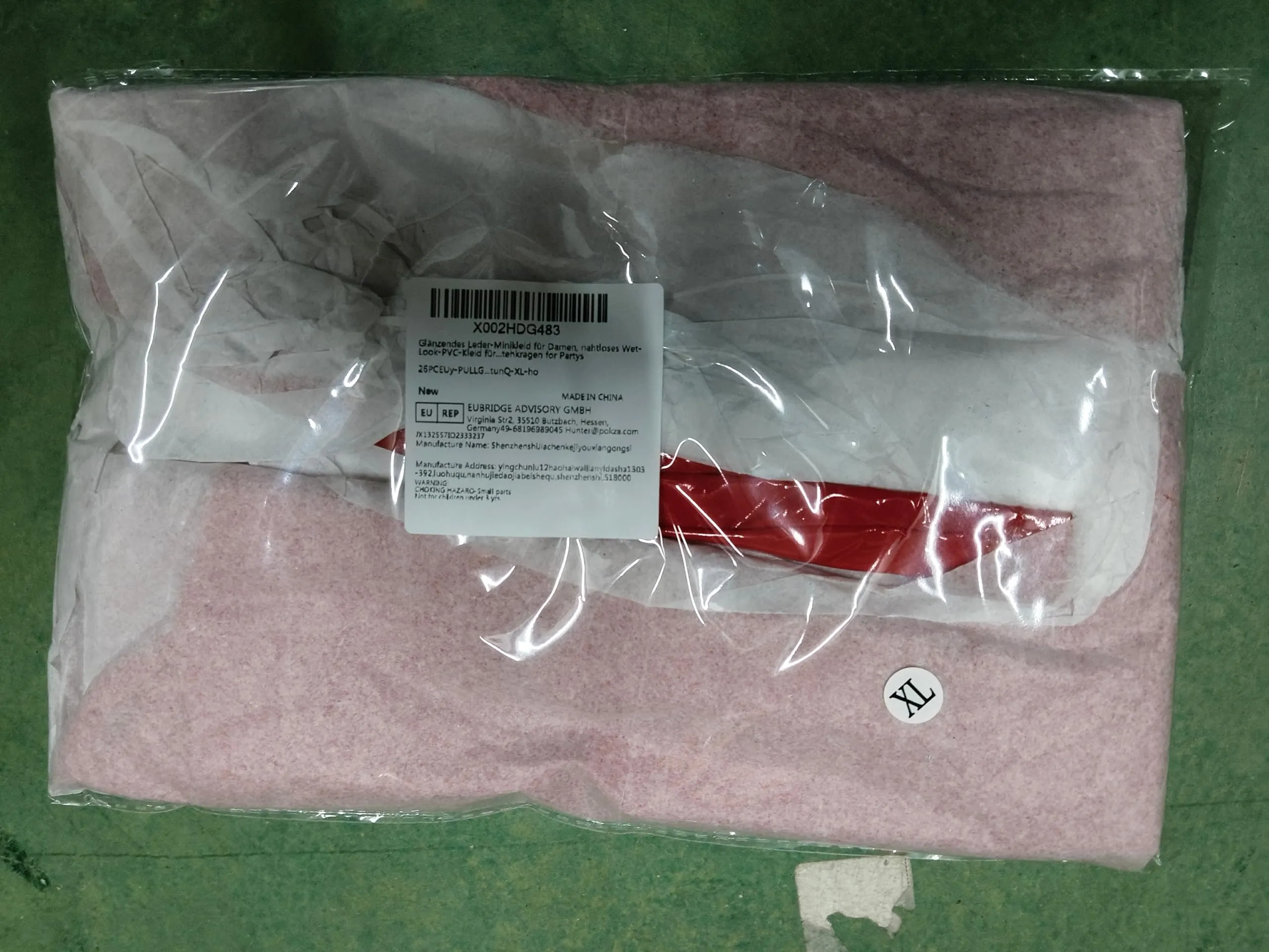 MANJIAMEI Mini Abito da Donna in Pelle Lucida Senza Maniche con Chiusura Lampo Frontale e Colletto Alto, Rosso, 3XL - immagine 7