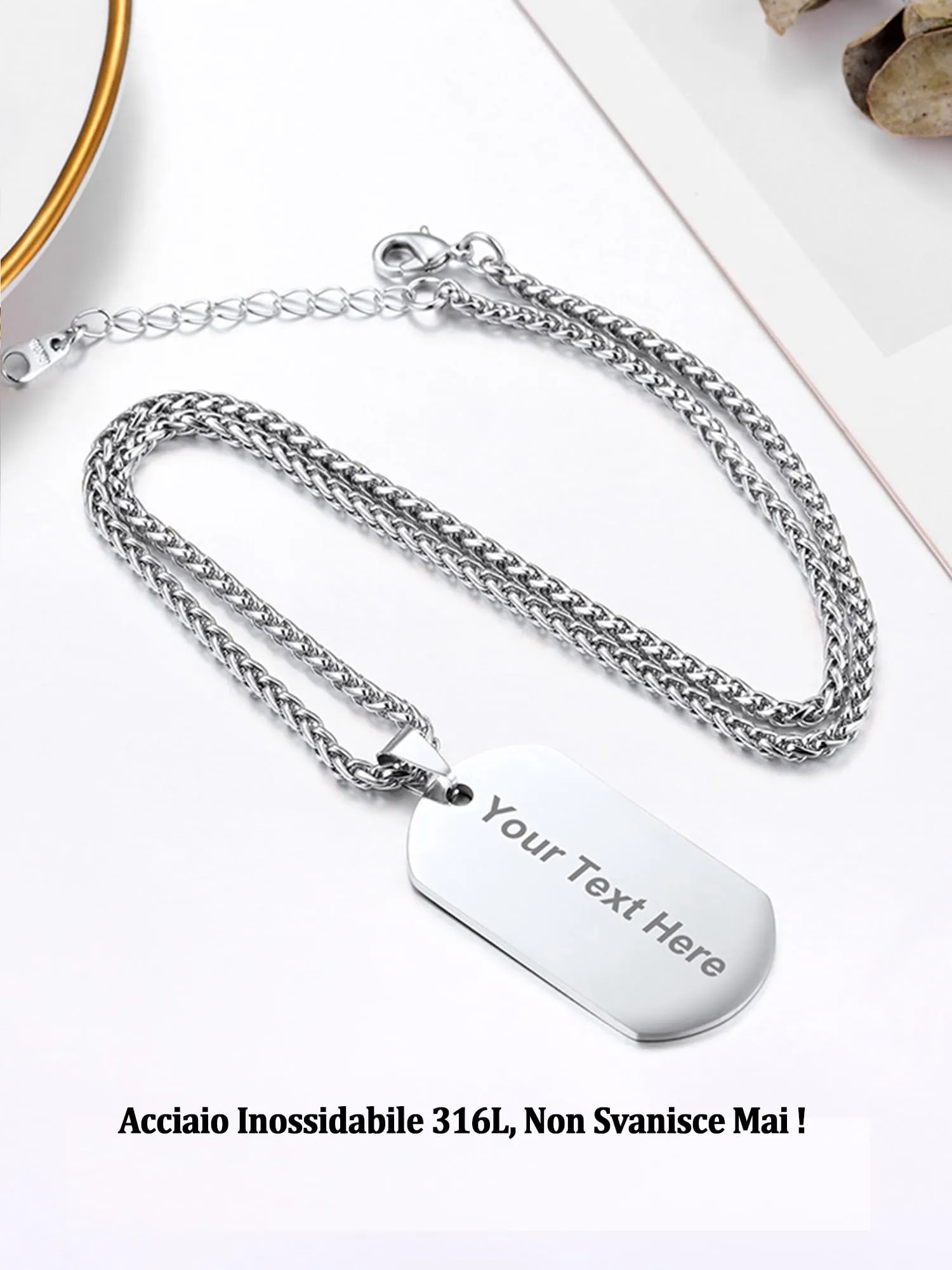 PROSTEEL Collana Militare Dog Tag Personalizzata in Acciaio 316L, Catena 60 cm - immagine 8