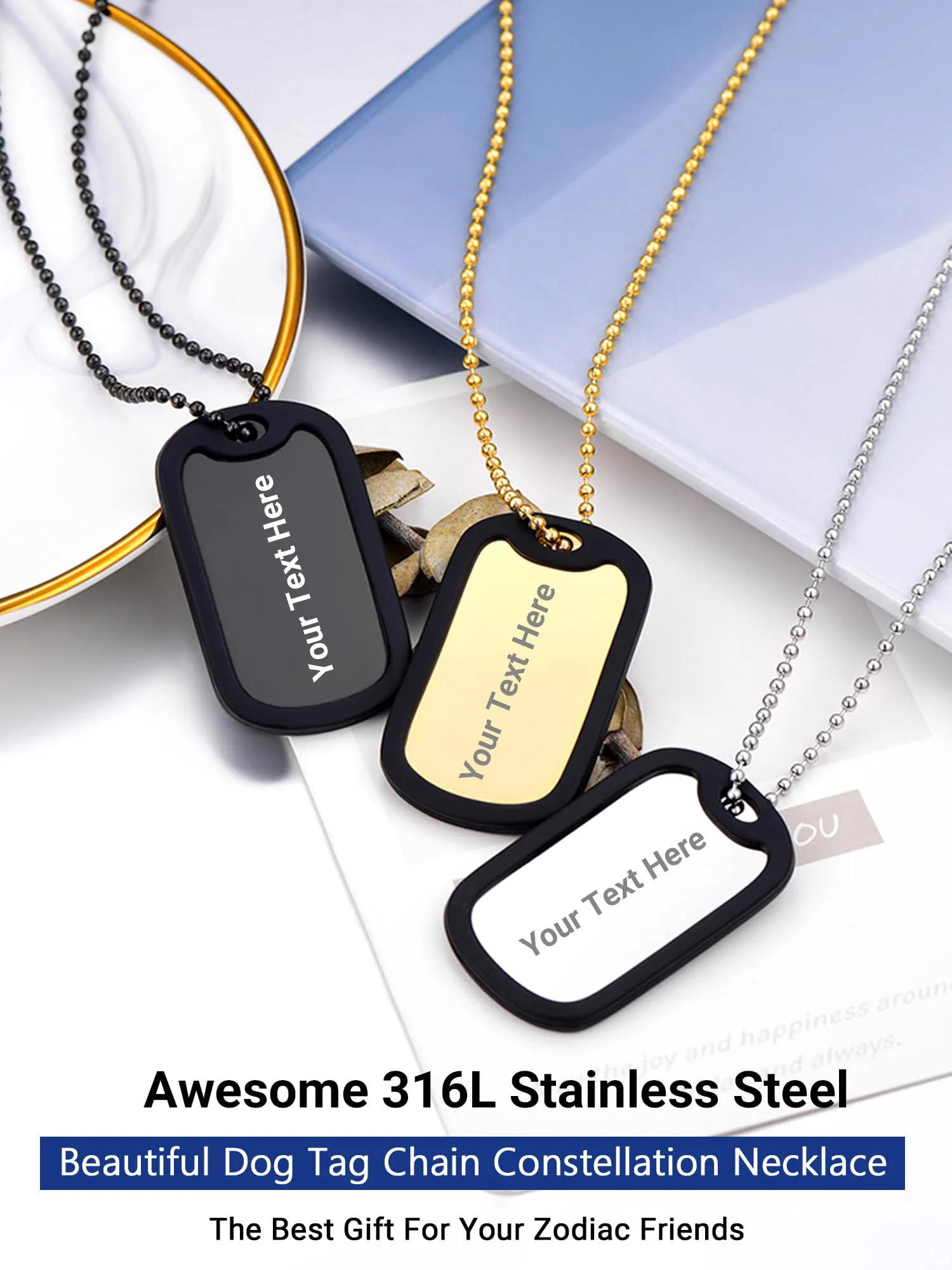 PROSTEEL Collana Uomo Dog Tag Militare Personalizzata con Incisione Laser, Catena a Palla 55+5 cm - immagine 8
