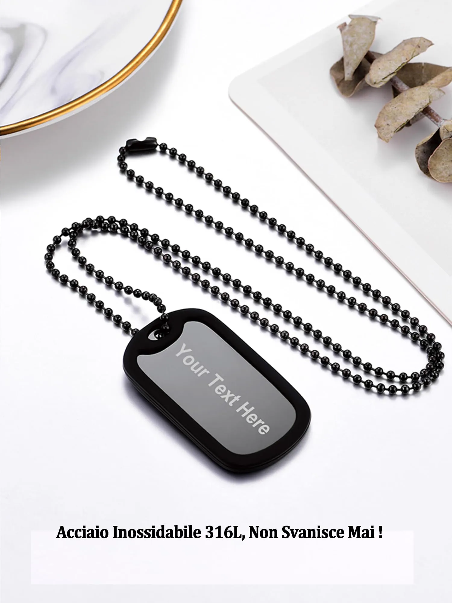 PROSTEEL Collana Uomo Dog Tag Militare Personalizzata con Incisione Laser, Catena a Palla 55+5 cm - immagine 9